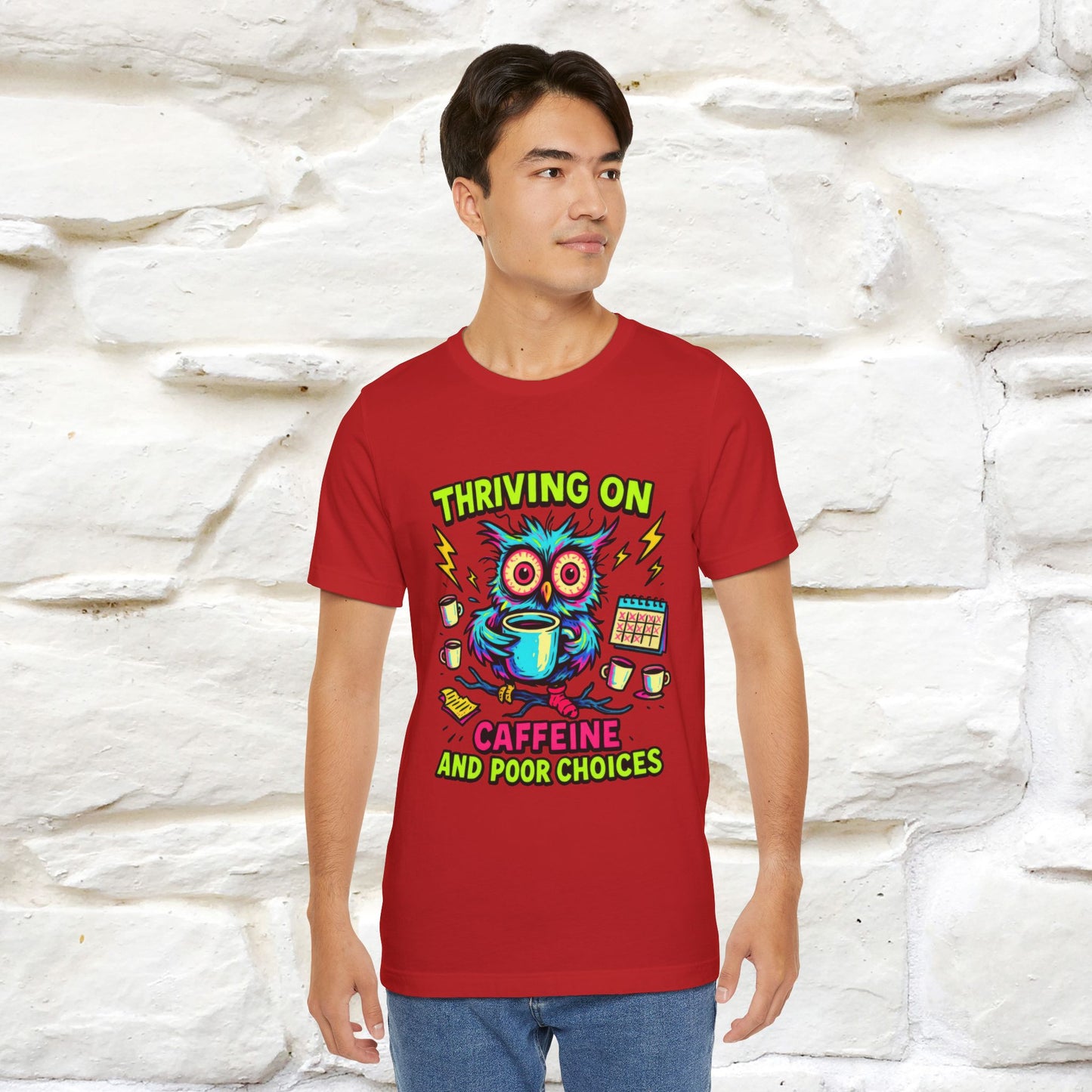 ''Thriving On Caffeine And Poor Choices''| Sarcastic Cat T-Shirt | Nunu&Miao Studio