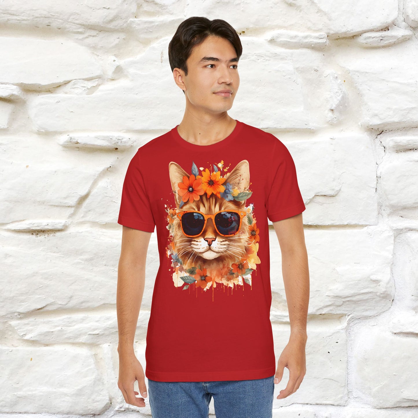 "Cool Cat in Bloom" T-shirt for Men and Women | 100% Cotton* - Nunu&Miao Studio