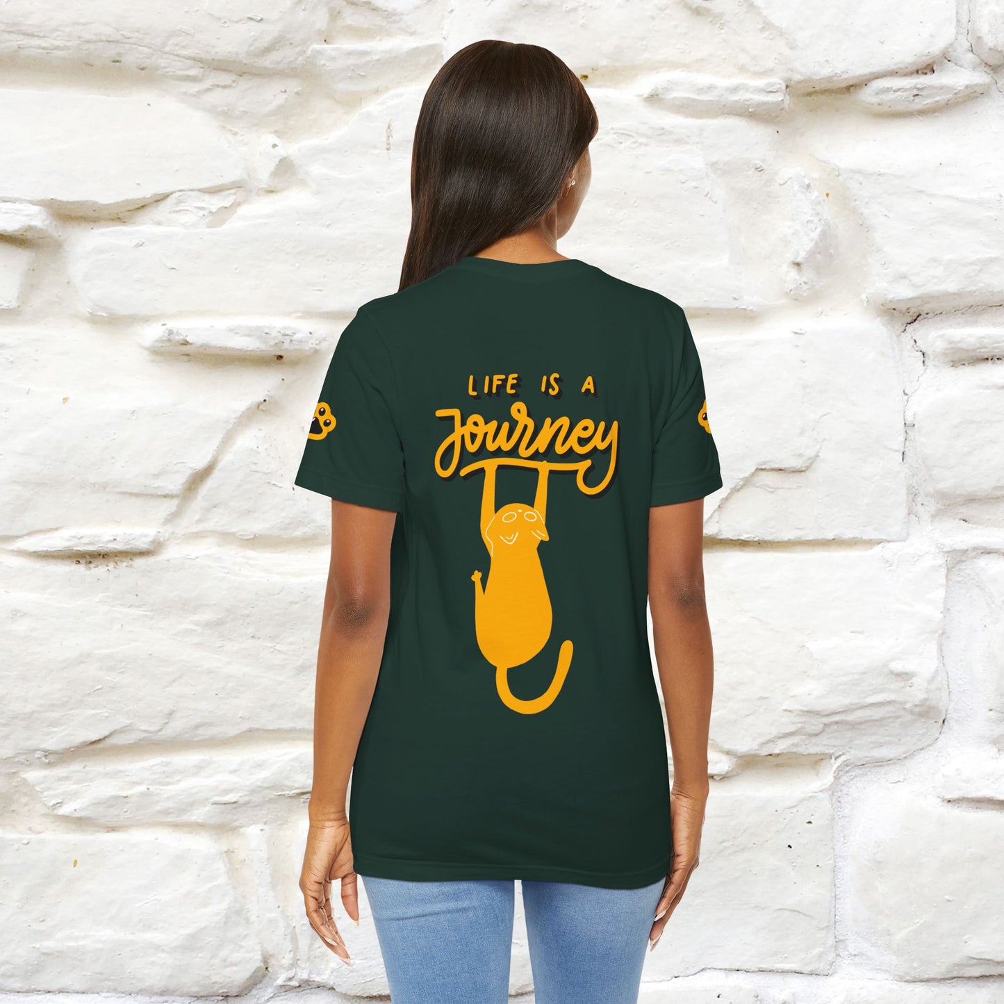 "Life Is A Journey'' Cat T-Shirt | Front & Back Design | Nunu&Miao Studio