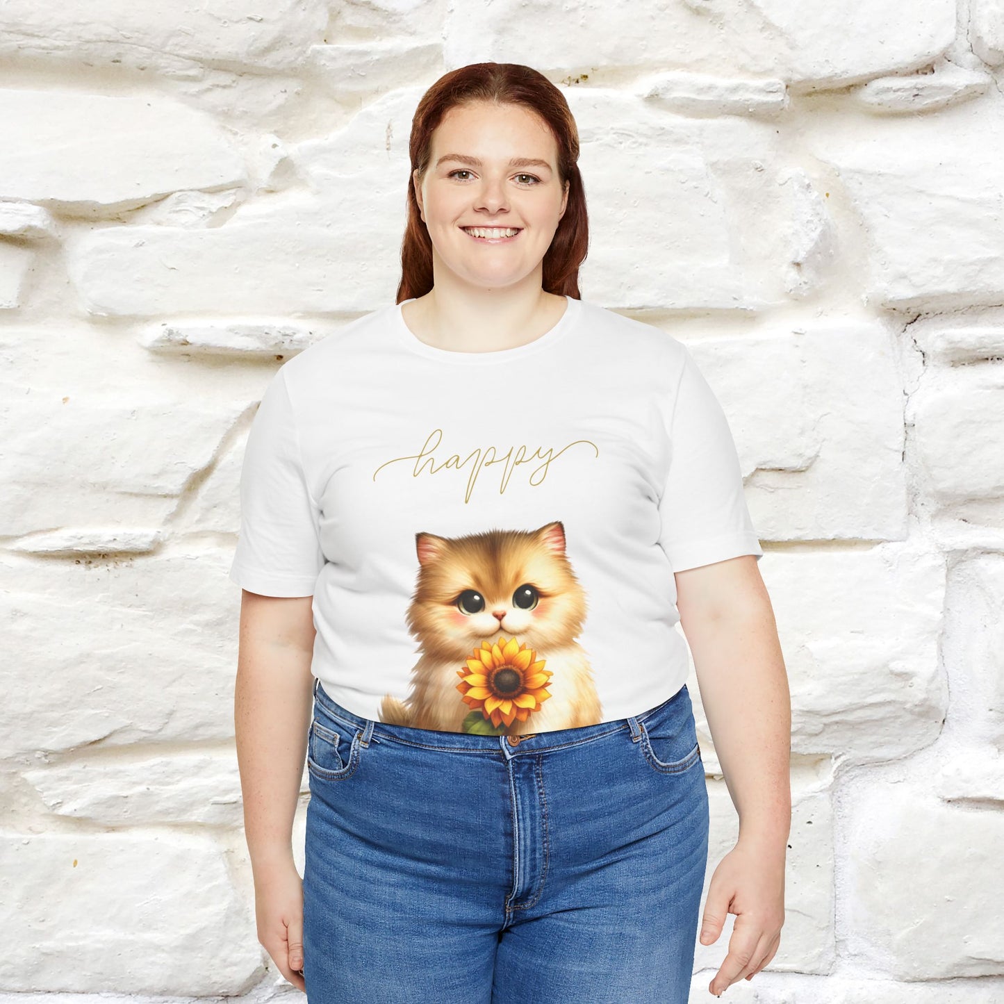 "Happy" Cat T-Shirt for Women | 100% Cotton* 🐾 - Nunu&Miao Studio