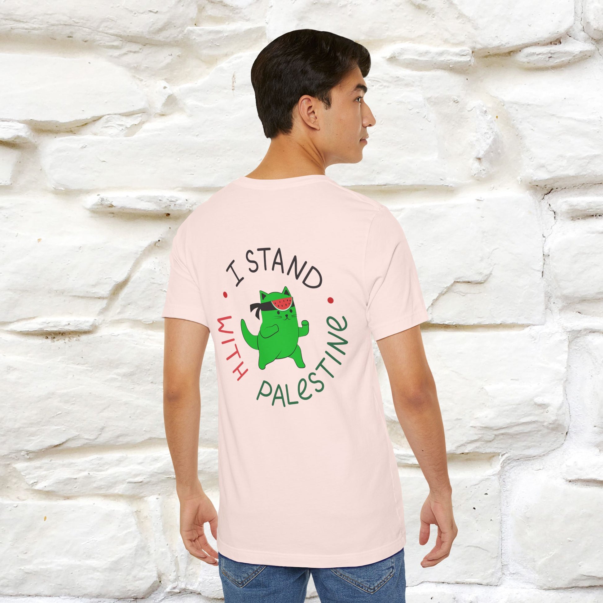"I Love Palestine" Cat T-shirt | Front & Back Design |Nunu&Miao Studio - Nunu&Miao Studio