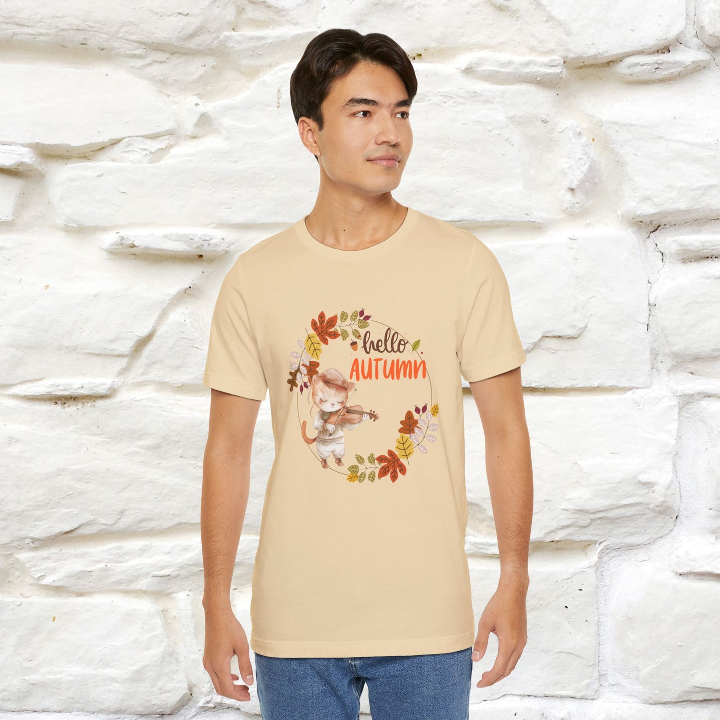 "Hello Autumn" Cat T-Shirt for Men & Women | 100% Cotton* | Cozy Fall Fashion - Nunu&Miao Studio