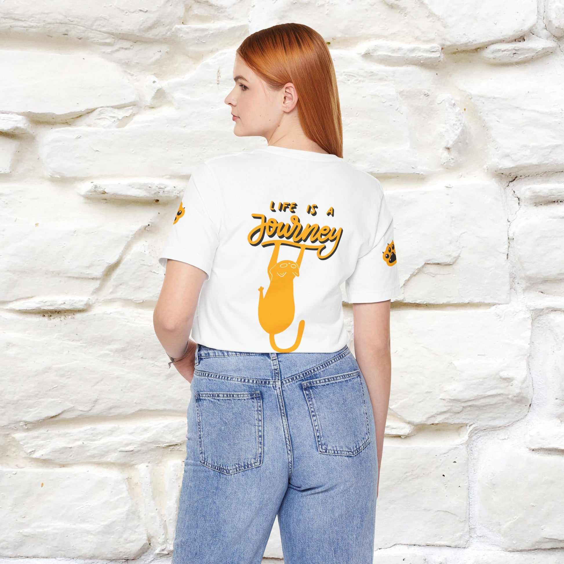 "Life Is A Journey'' Cat T-Shirt | Front & Back Design | Nunu&Miao Studio - Nunu&Miao Studio