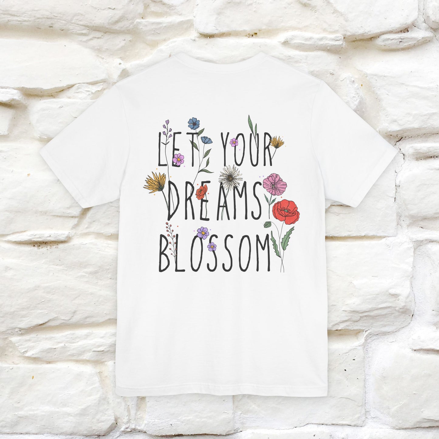 "Let Your Dreams Blossom'' Cat T-Shirt Front and Back Design | Nunu&Miao Studio