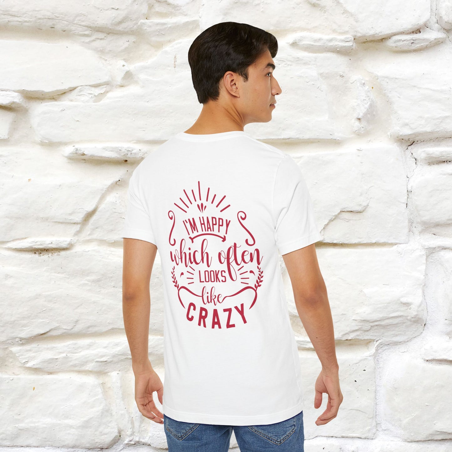 "I’m Happy, Which Often Looks Like Crazy" Cat T-Shirt| Front & Back Design | Nunu&Miao Studio
