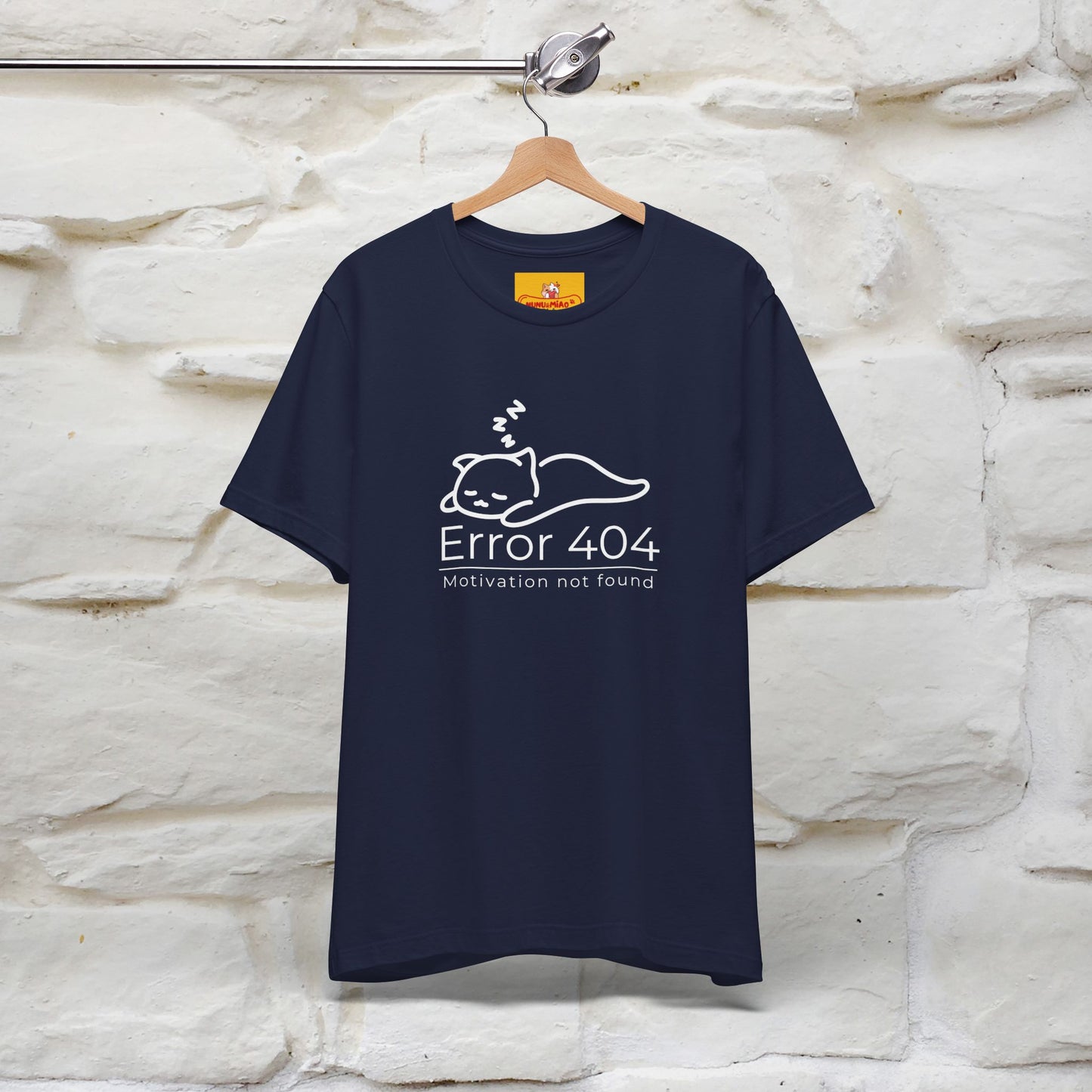 ''Error 404 Motivation Not Found'' Cat T-Shirt Front and Back Design | Nunu&Miao Studio