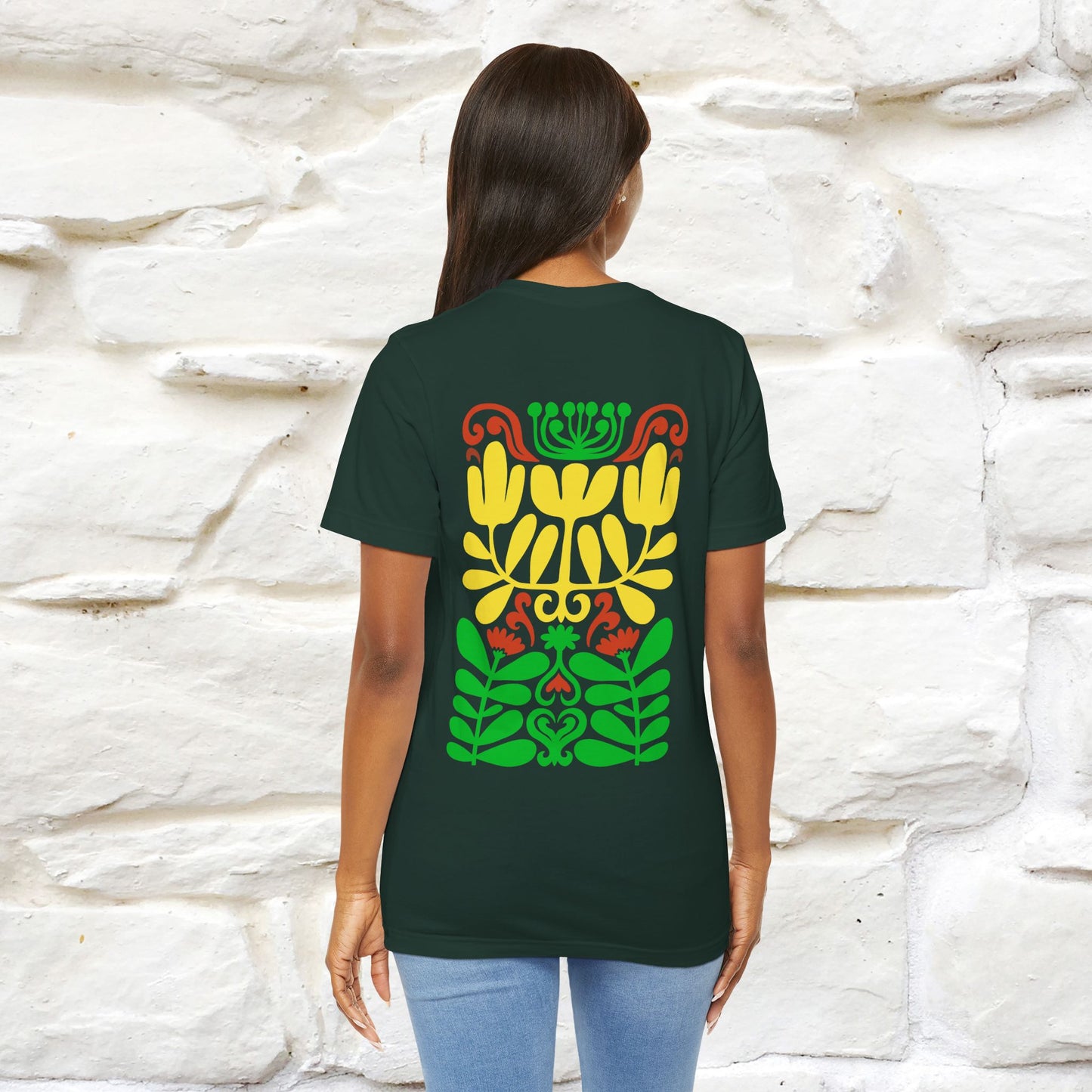 ''Floral Abstract'' Cat T-Shirt Front and Back Design | Nunu&Miao Studio