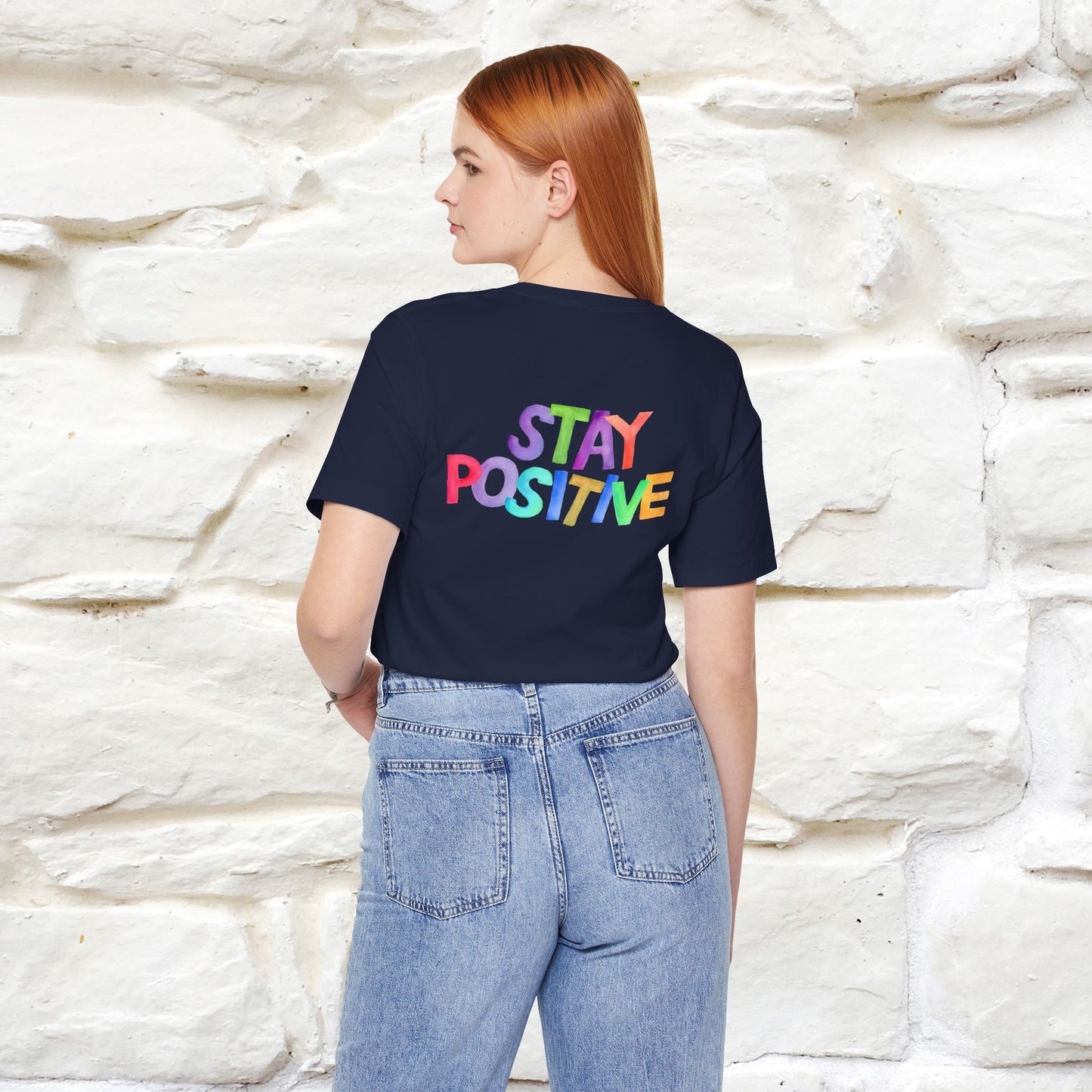 "Stay Positive'' Cat T-Shirt | Front & Back Design | Nunu&Miao Studio