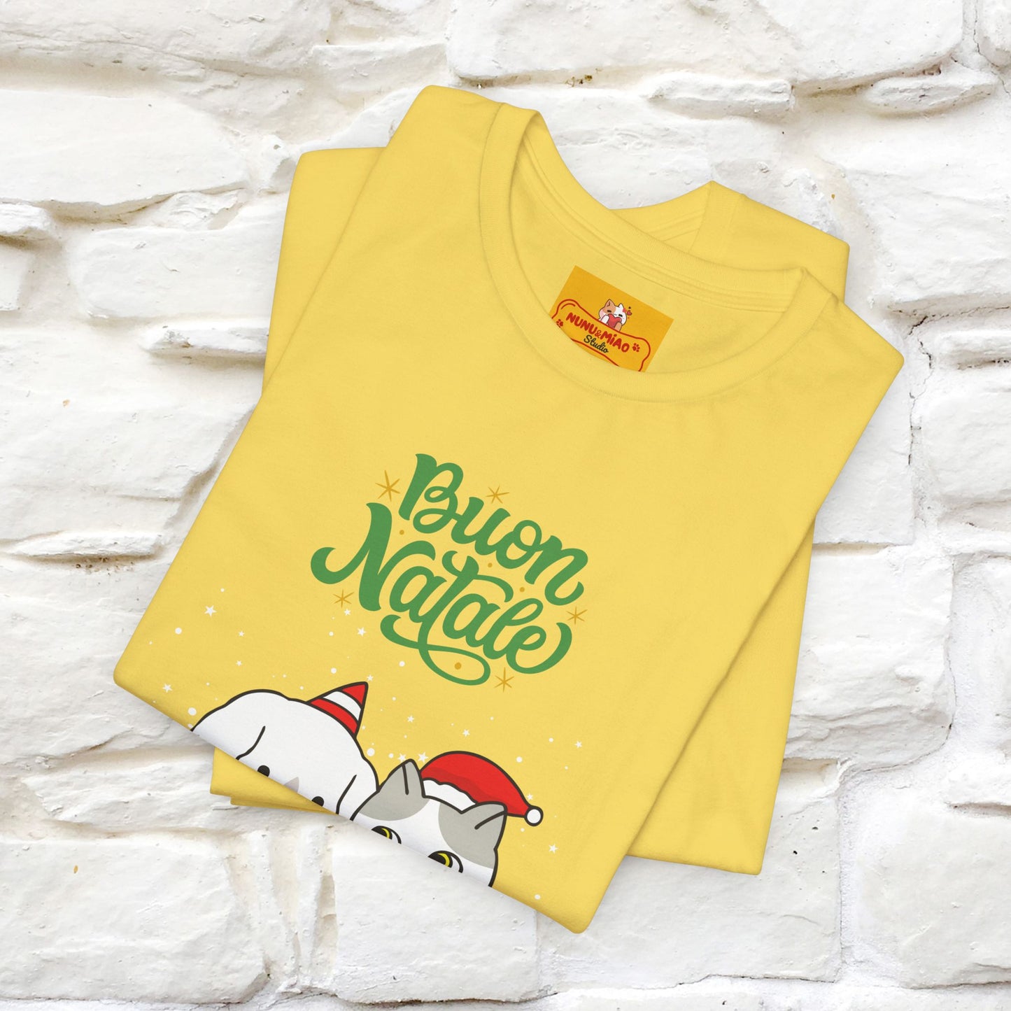 ''Buon Natale Cat and Dog'' Christmas T-shirt | Nunu&Miao Studio - Nunu&Miao Studio