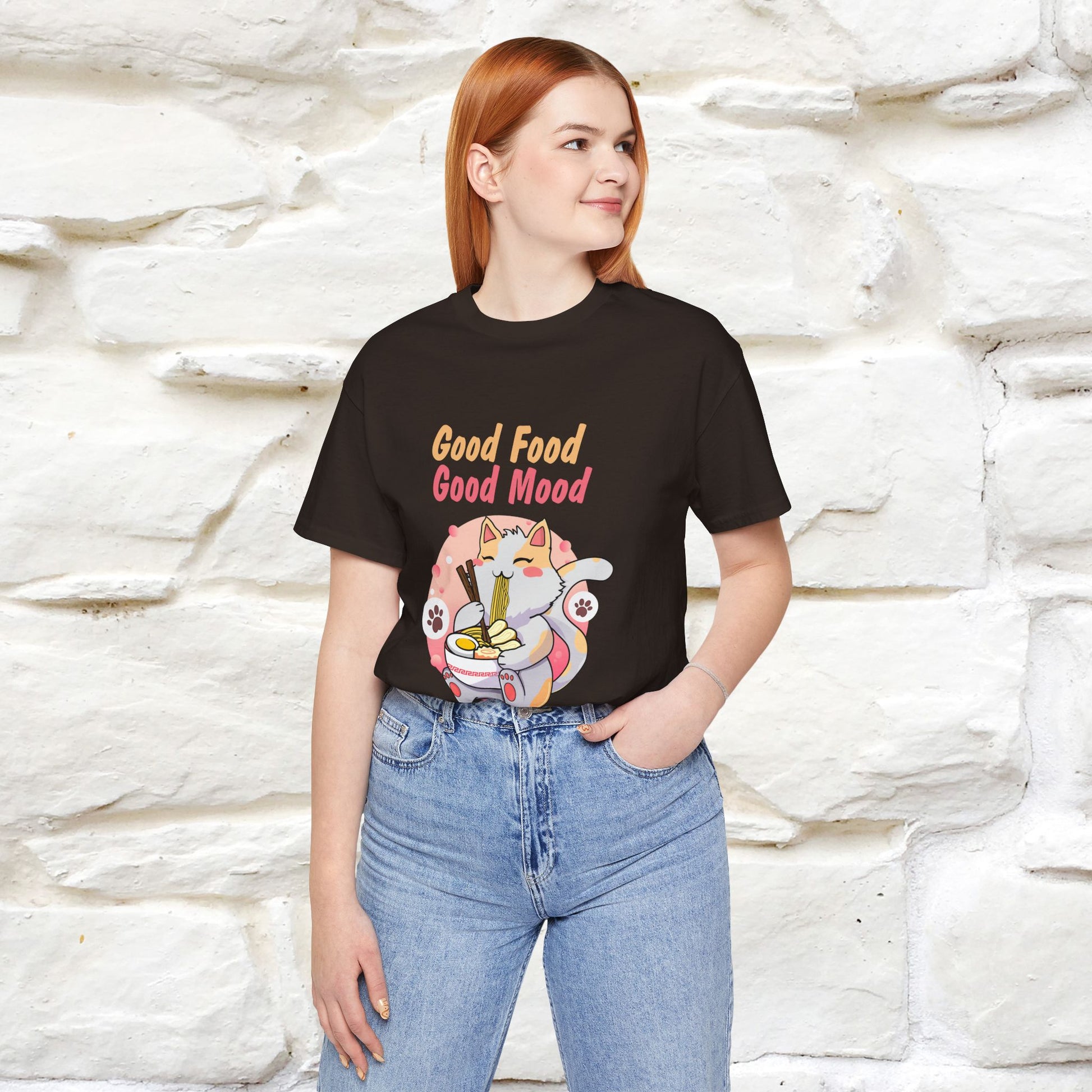 "Good Food Good Mood" Cat T-shirt for Men & Women | 100% Cotton* - Nunu&Miao Studio