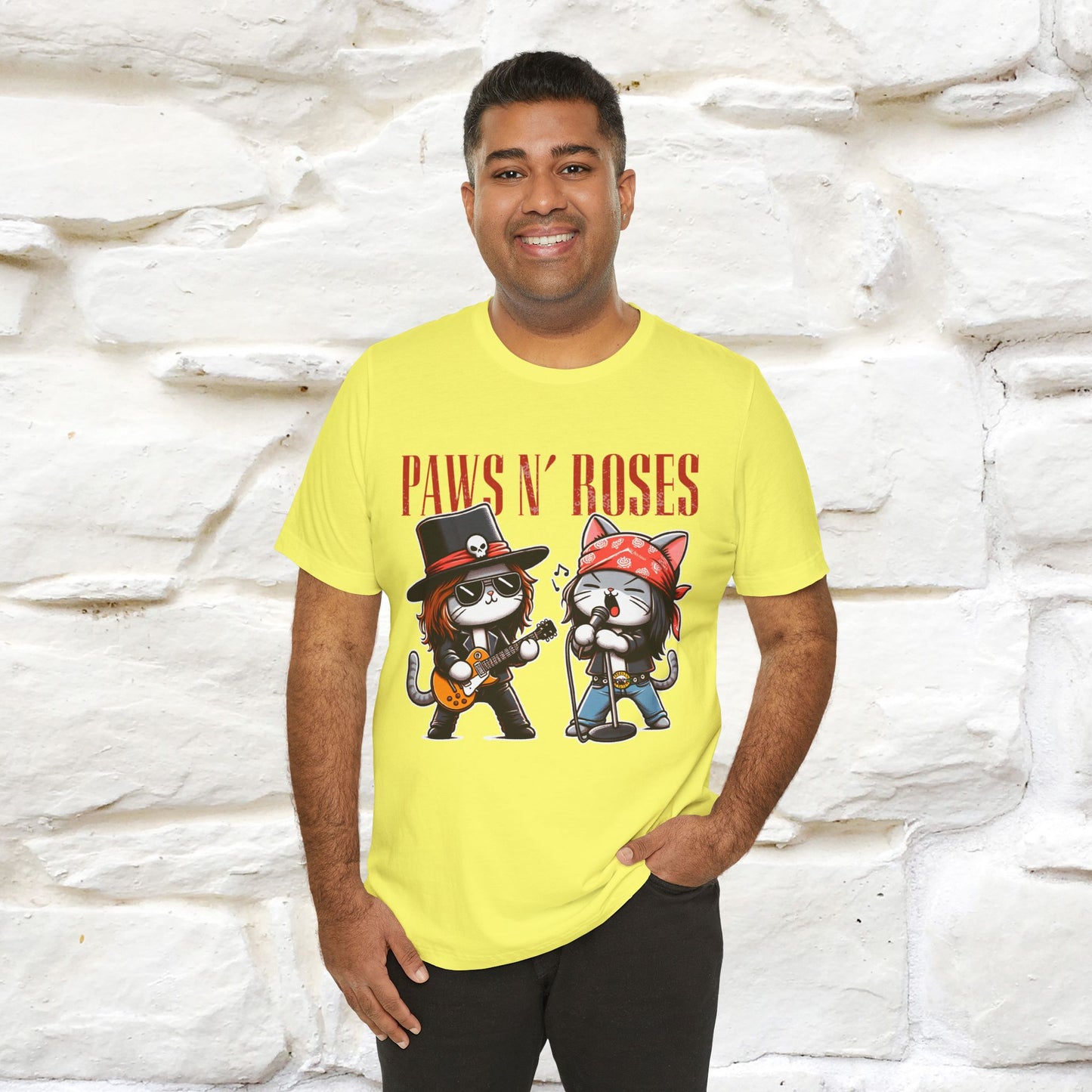 Paws N' Roses T-Shirt | Rock-Inspired Cat Lover | Nunu&Miao Studio - Nunu&Miao Studio