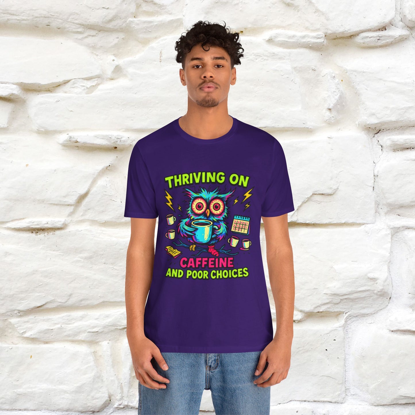 ''Thriving On Caffeine And Poor Choices''| Sarcastic Cat T-Shirt | Nunu&Miao Studio