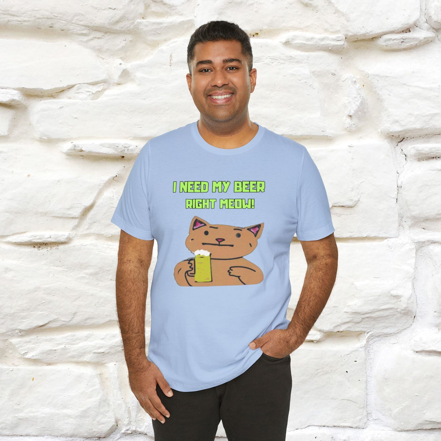 "I Need My Beer Right Meow!" Cat T-shirt |Nunu&Miao Studio