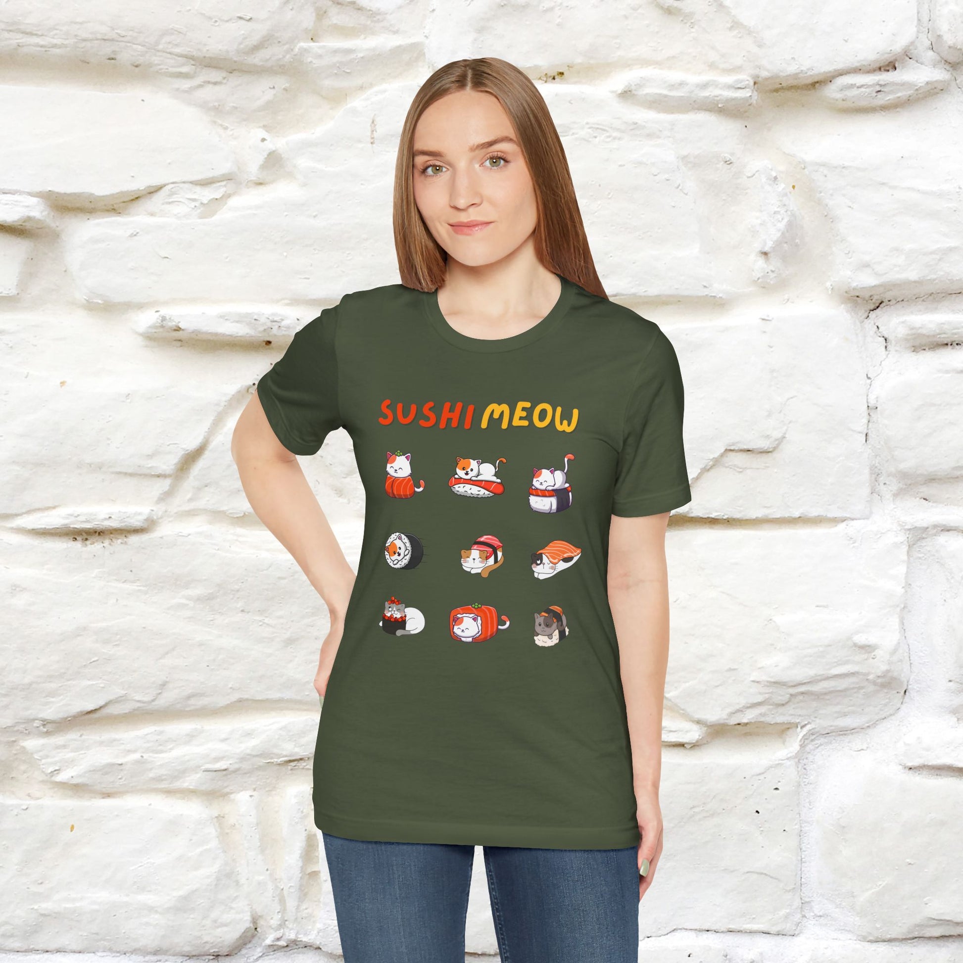 "Sushi Meow" Cat T-shirt for Men & Women | 100% Cotton* - Nunu&Miao Studio