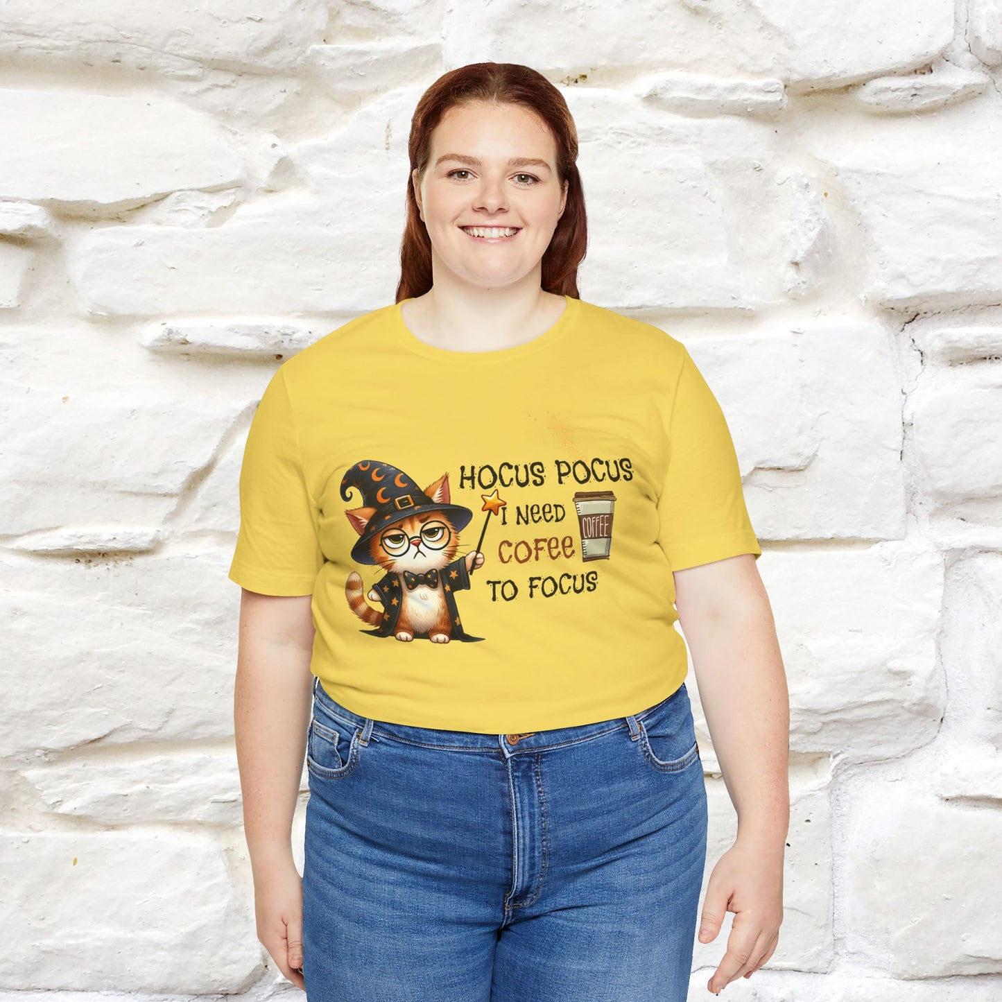 ''Hocus Pocus I Need Coffe To Focus'' Funny Cat Shirt | Nunu&Miao Studio