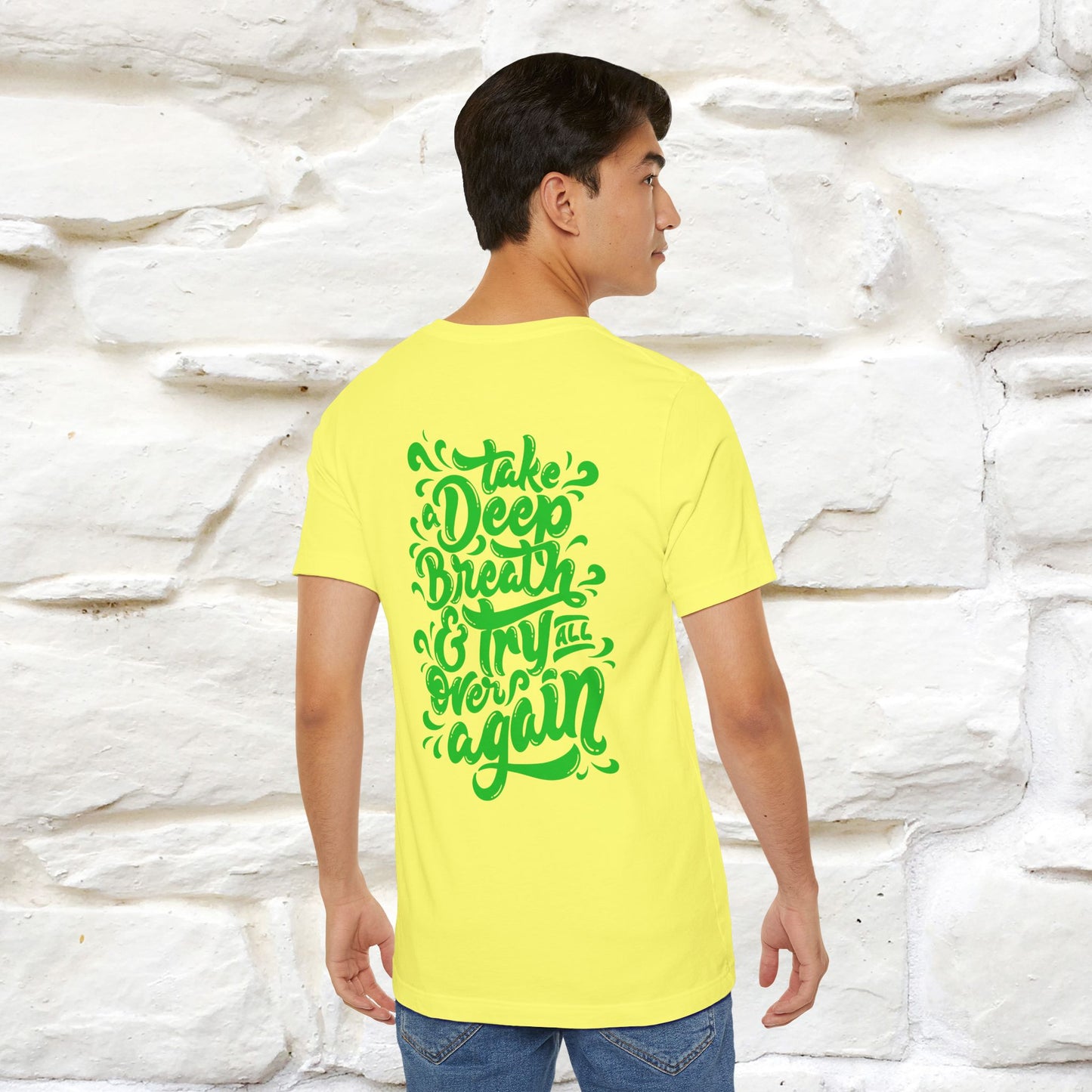 "Take a Deep Breath & Try All Over Again" Cat T-Shirt| Front & Back Design | Nunu&Miao Studio