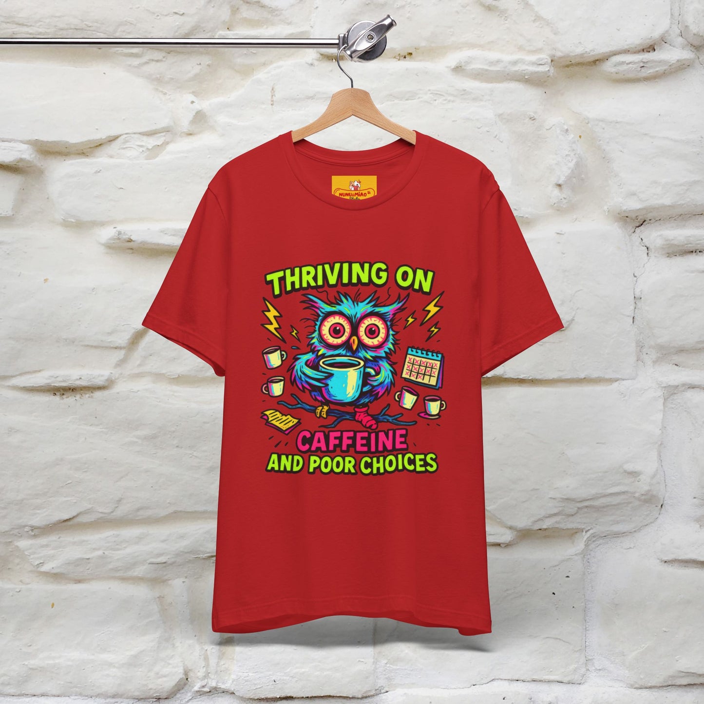 ''Thriving On Caffeine And Poor Choices''| Sarcastic Cat T-Shirt | Nunu&Miao Studio