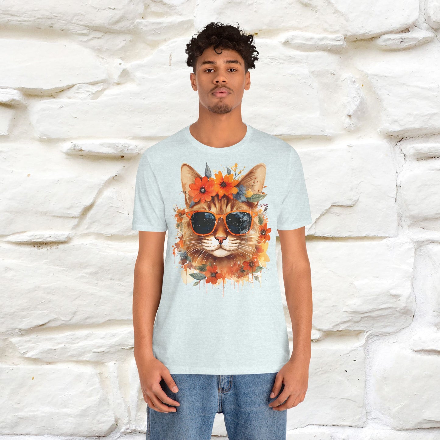 "Cool Cat in Bloom" T-shirt for Men and Women | 100% Cotton* - Nunu&Miao Studio