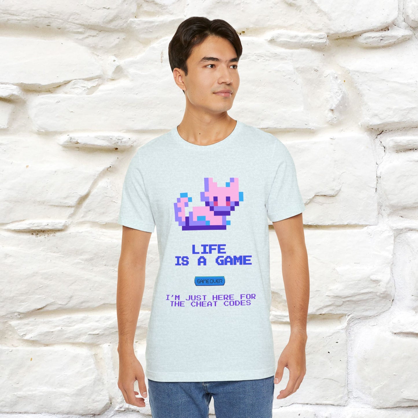"Life Is A Game, I Am Just Here Fo The Cheat Code" Funny Cat T-Shirt for Men & Women | 100% Cotton* - Nunu&Miao Studio