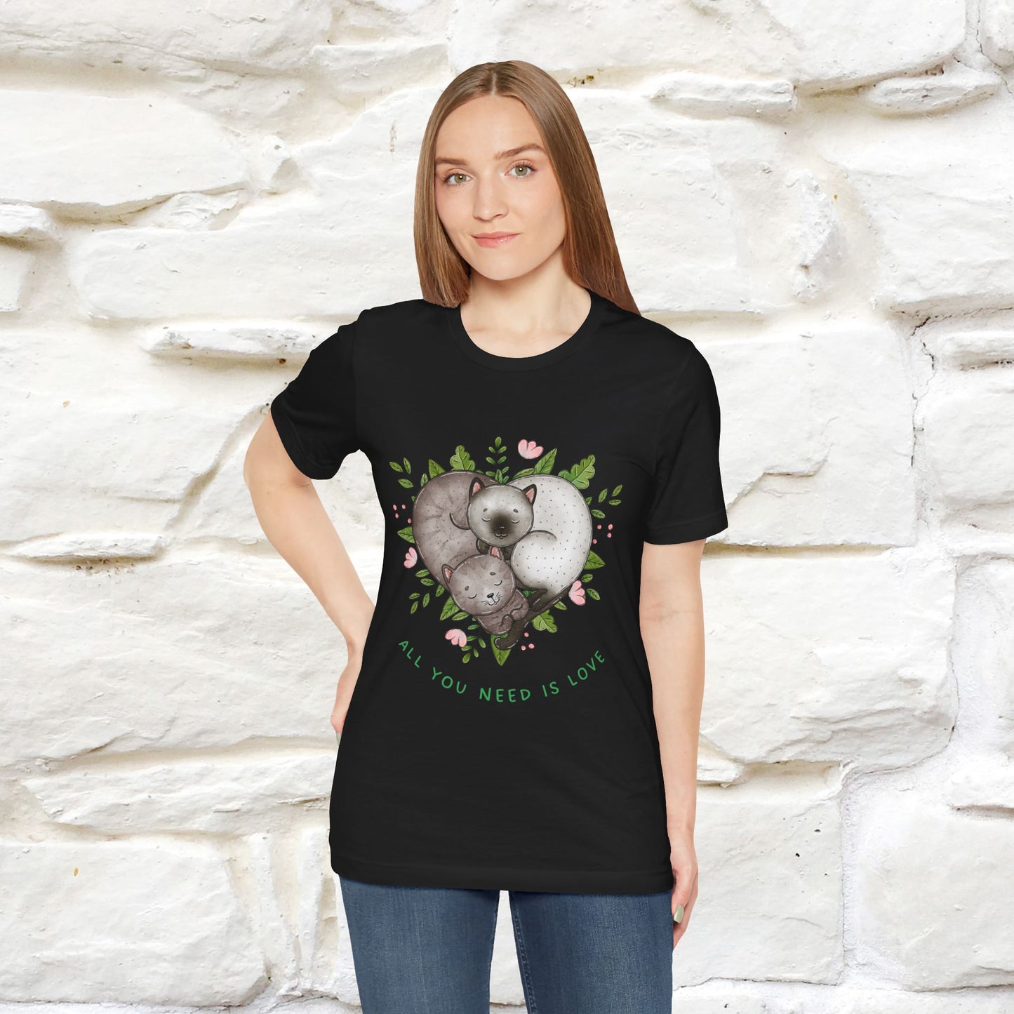 "All You Need Is Love" Cat T-Shirt | 100% Cotton* | Adorable Cat Apparel for Men & Women