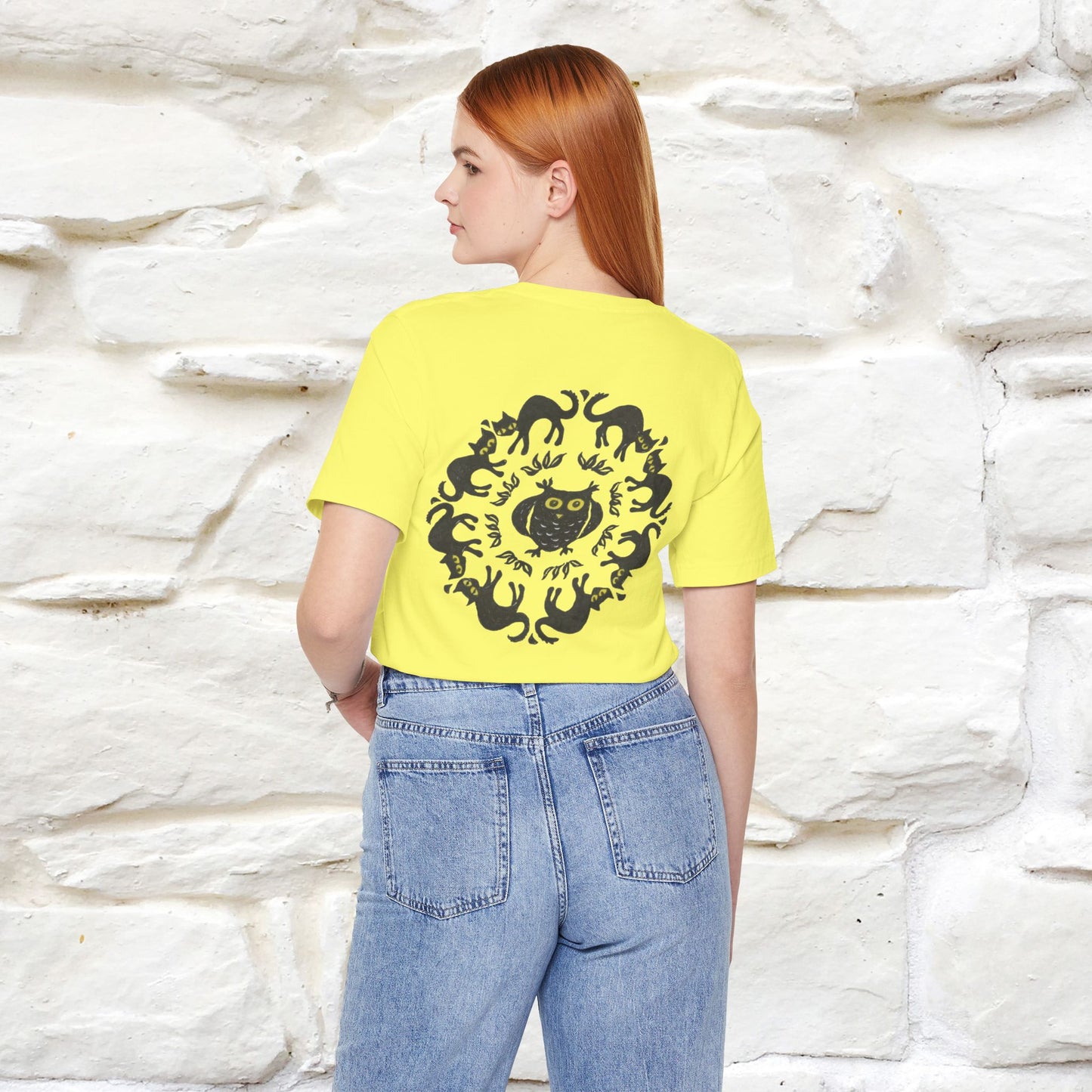 ''Black Cat Circle'' Cat T-Shirt Front and Back Design | Nunu&Miao Studio