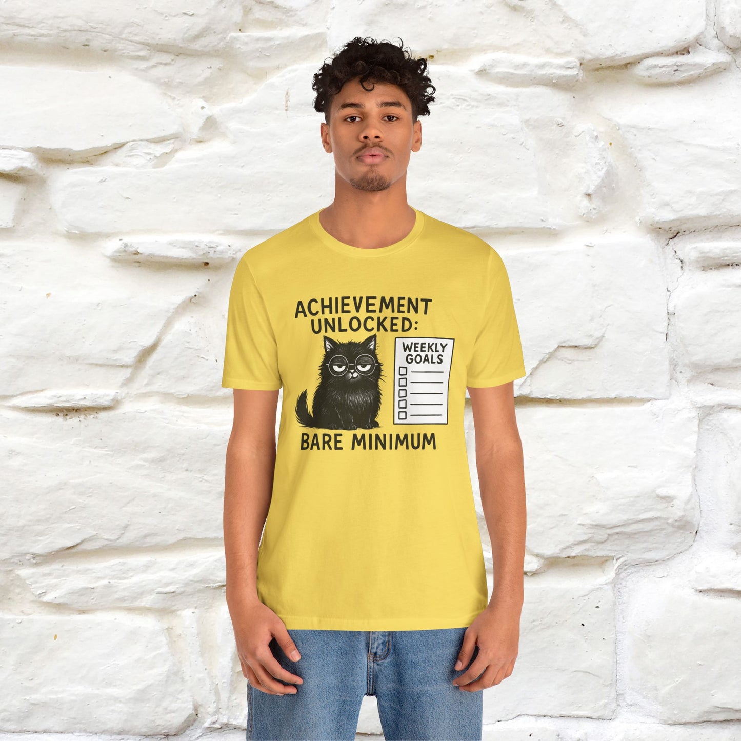 "Achievement Unlocked Bare Minimum." |Cat T-Shirt | Nunu&Miao Studio