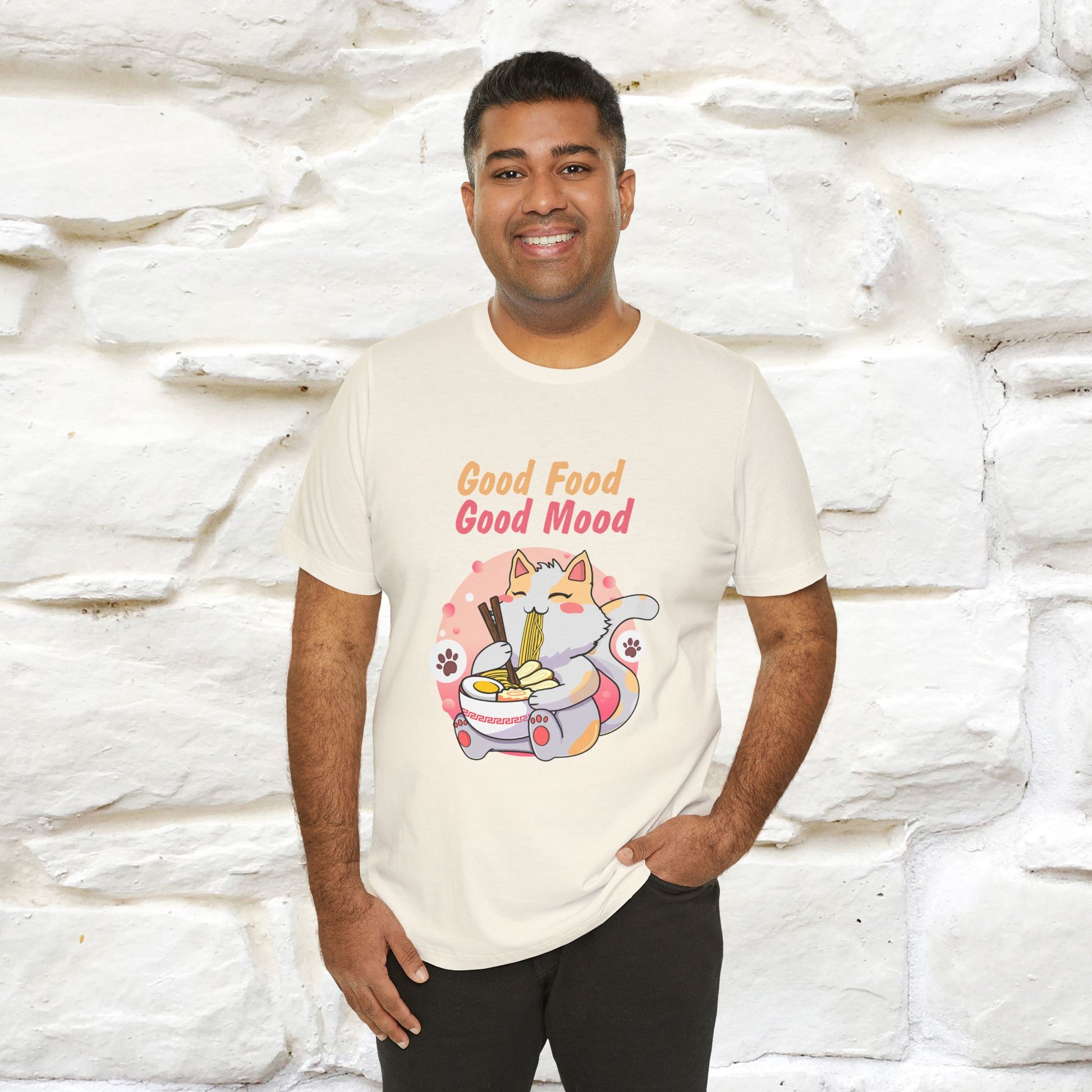 "Good Food Good Mood" Cat T-shirt for Men & Women | 100% Cotton* - Nunu&Miao Studio