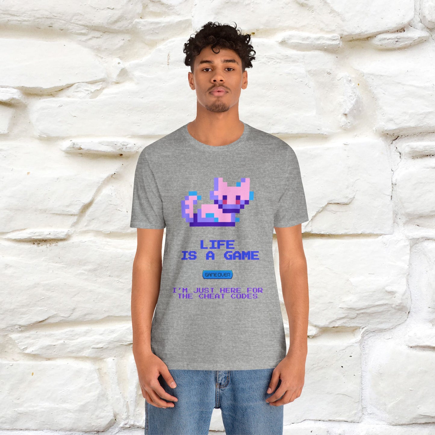 "Life Is A Game, I Am Just Here Fo The Cheat Code" Funny Cat T-Shirt for Men & Women | 100% Cotton* - Nunu&Miao Studio