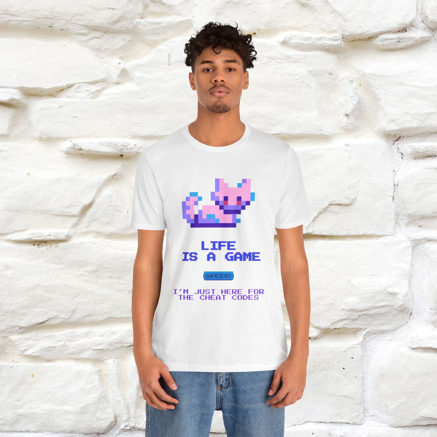 "Life Is A Game, I Am Just Here Fo The Cheat Code" Funny Cat T-Shirt for Men & Women | 100% Cotton* - Nunu&Miao Studio