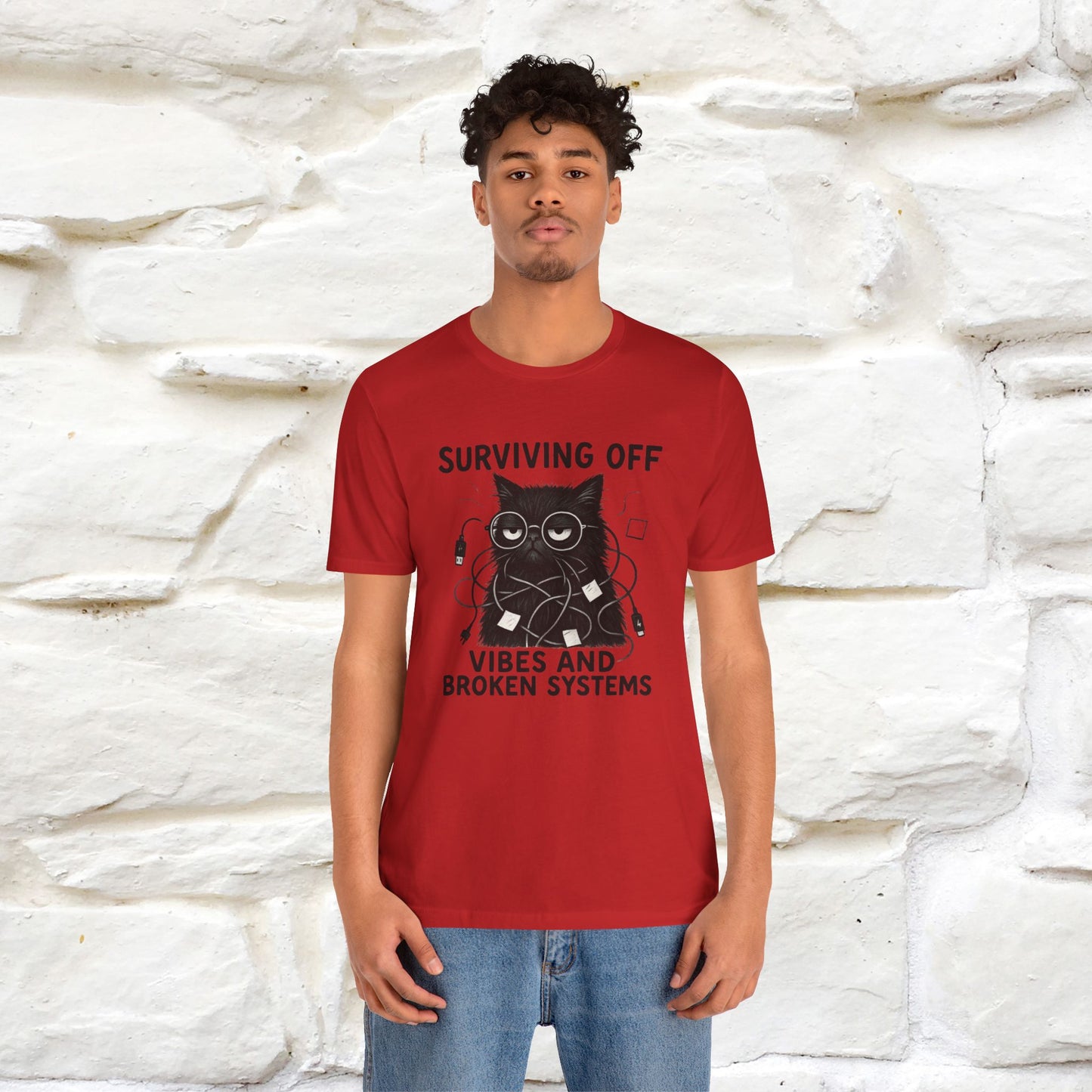 "Surviving Off...Vibes And Broken .. " |Cat T-Shirt | Nunu&Miao Studio
