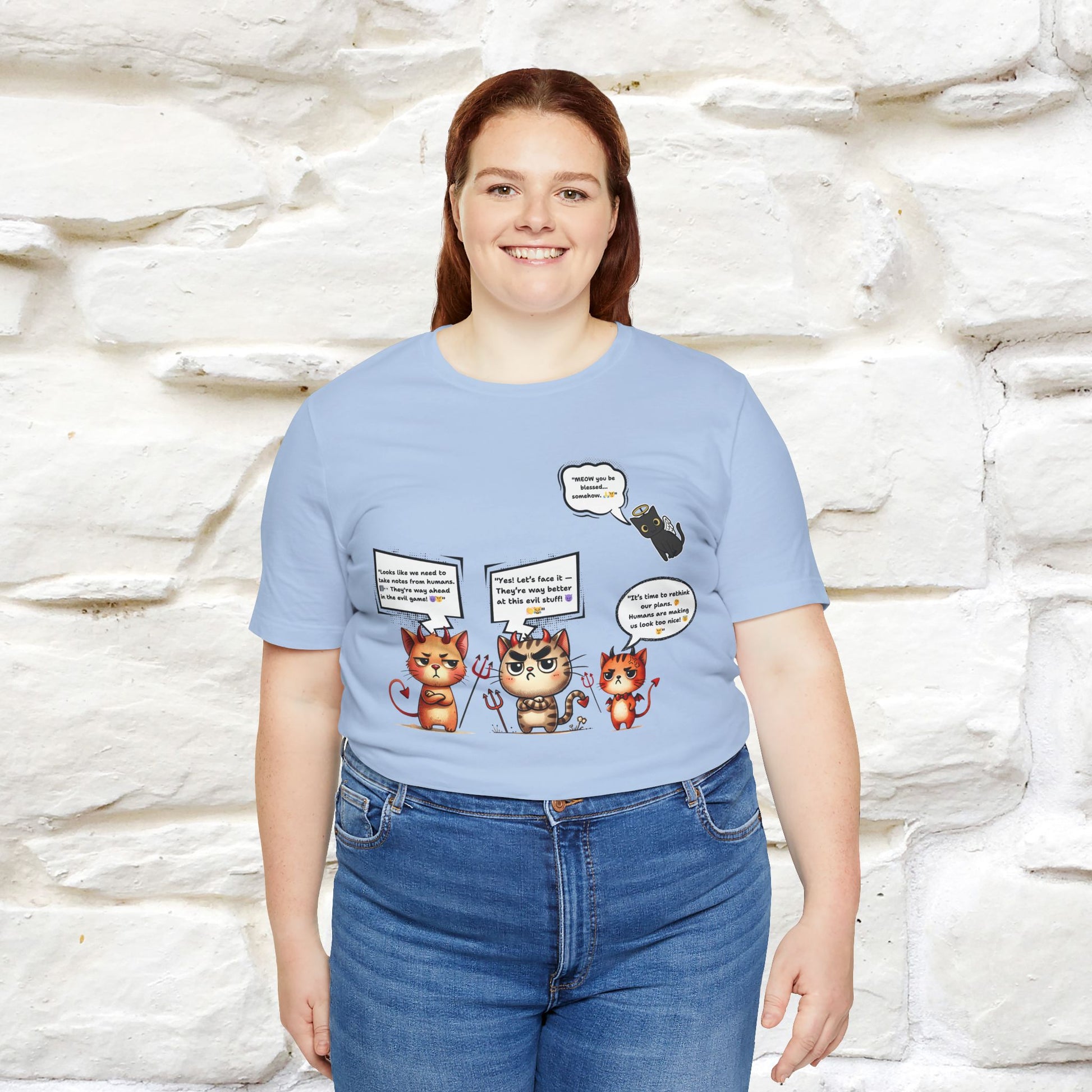 "Humans Are Way Ahead In The Evil Game! 😈😼" Cat  T-shirt |Nunu&Miao Studio - Nunu&Miao Studio