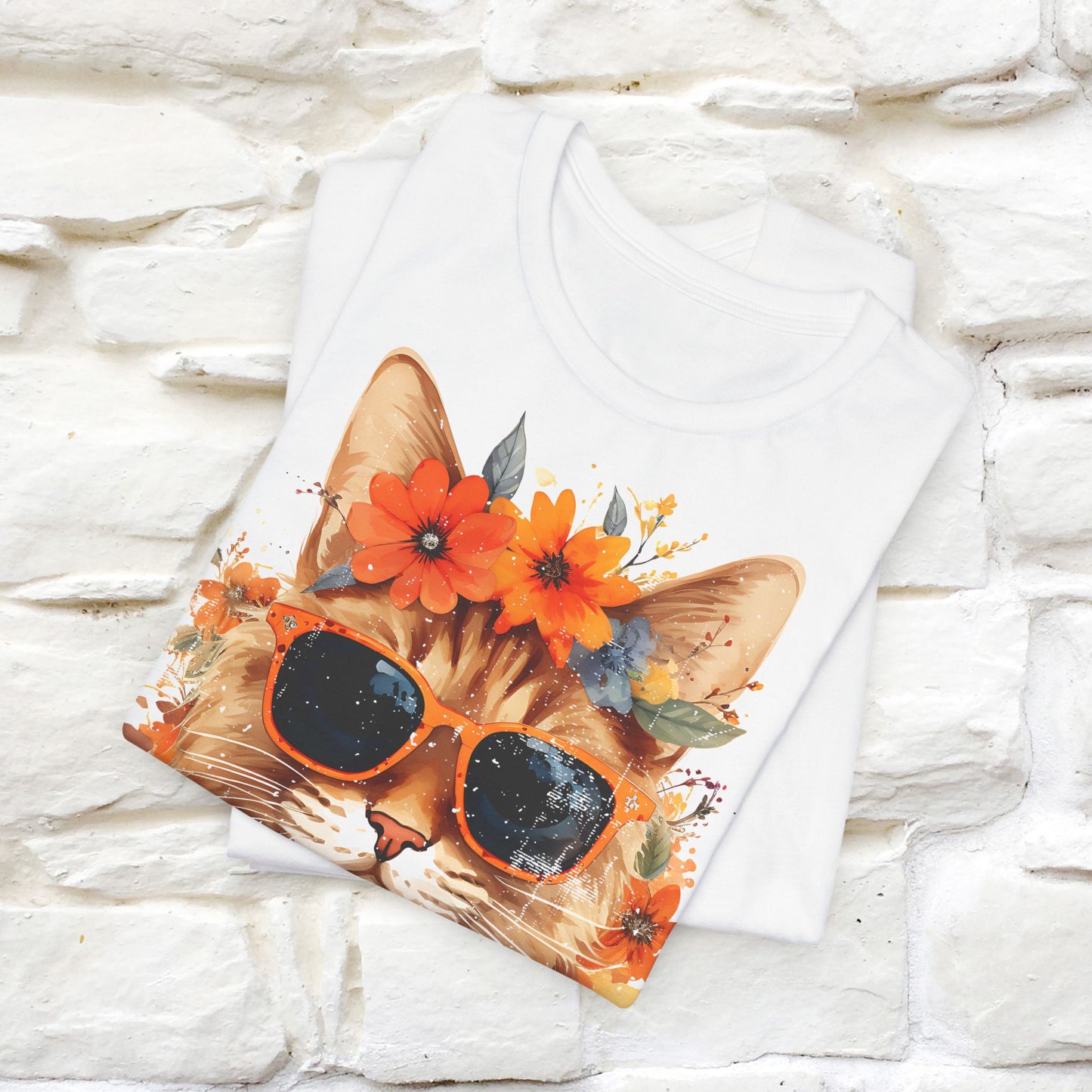 "Cool Cat in Bloom" T-shirt for Men and Women | 100% Cotton* - Nunu&Miao Studio