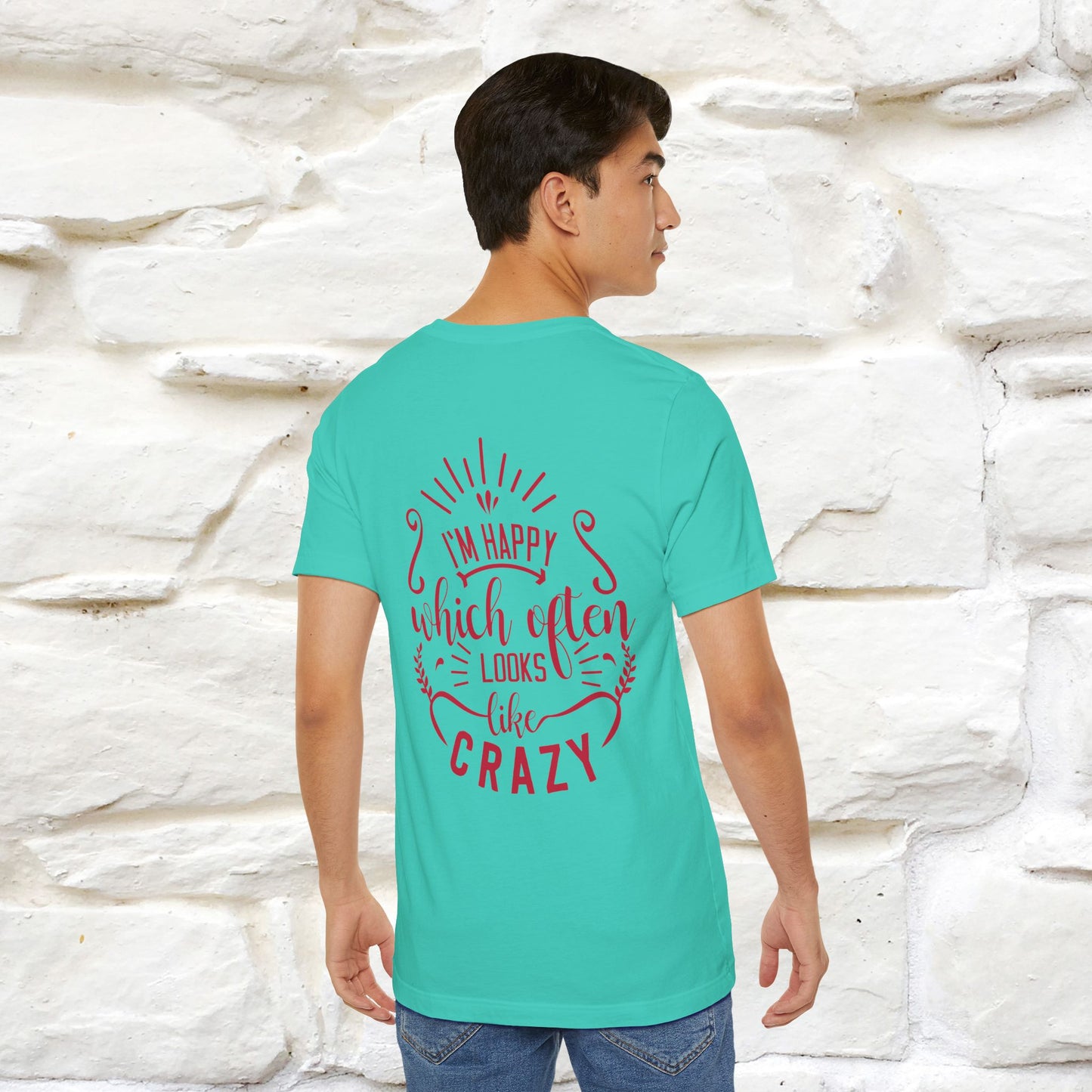 "I’m Happy, Which Often Looks Like Crazy" Cat T-Shirt| Front & Back Design | Nunu&Miao Studio