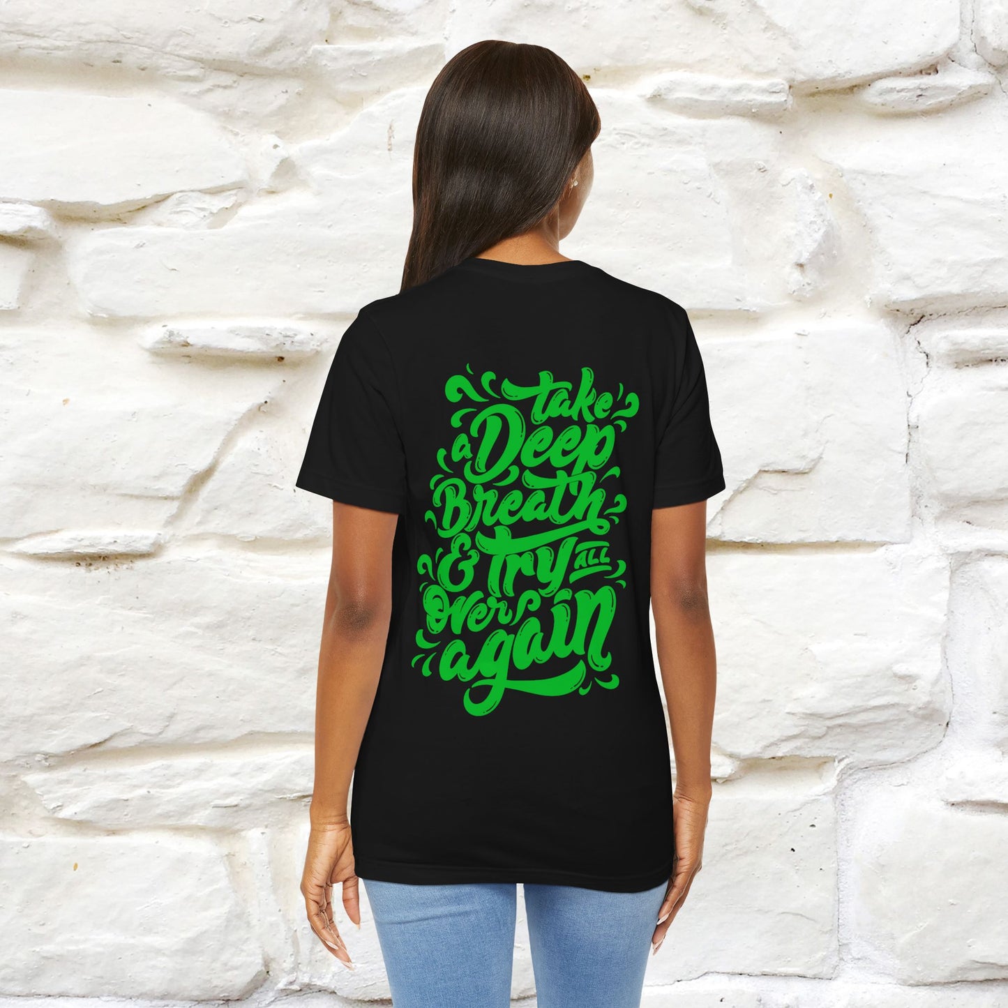 "Take a Deep Breath & Try All Over Again" Cat T-Shirt| Front & Back Design | Nunu&Miao Studio