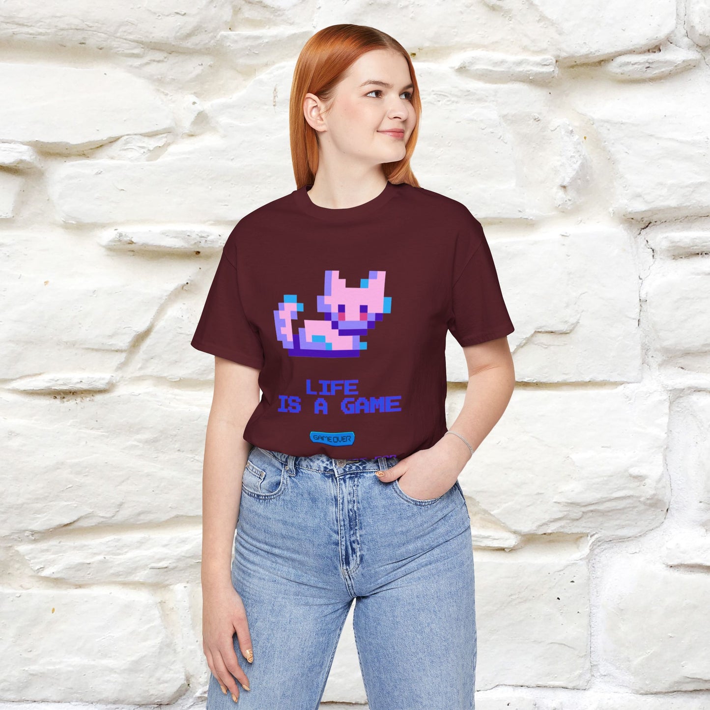 "Life Is A Game, I Am Just Here Fo The Cheat Code" Funny Cat T-Shirt for Men & Women | 100% Cotton* - Nunu&Miao Studio