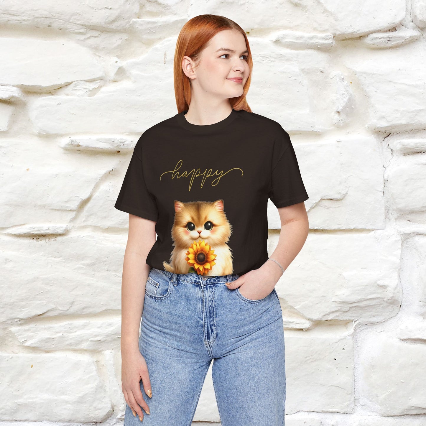 "Happy" Cat T-Shirt for Women | 100% Cotton* 🐾 - Nunu&Miao Studio