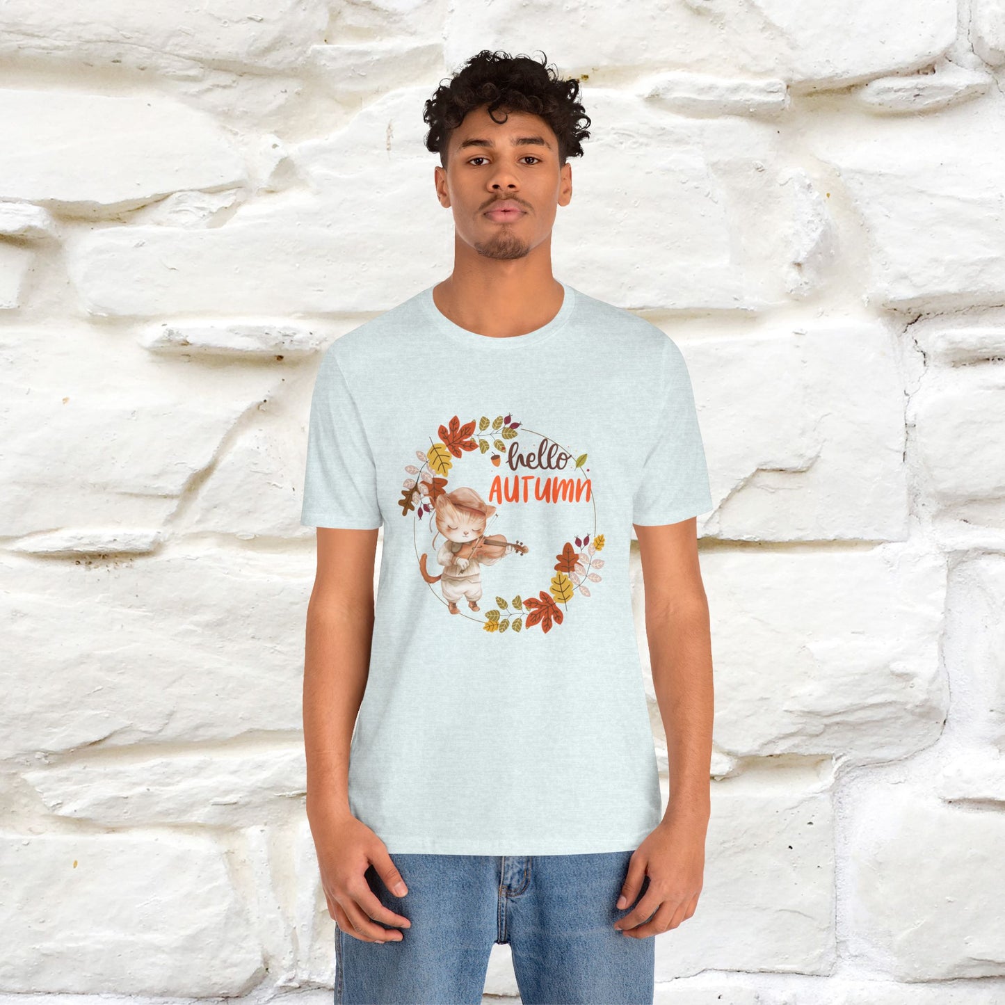 "Hello Autumn" Cat T-Shirt for Men & Women | 100% Cotton* | Cozy Fall Fashion - Nunu&Miao Studio