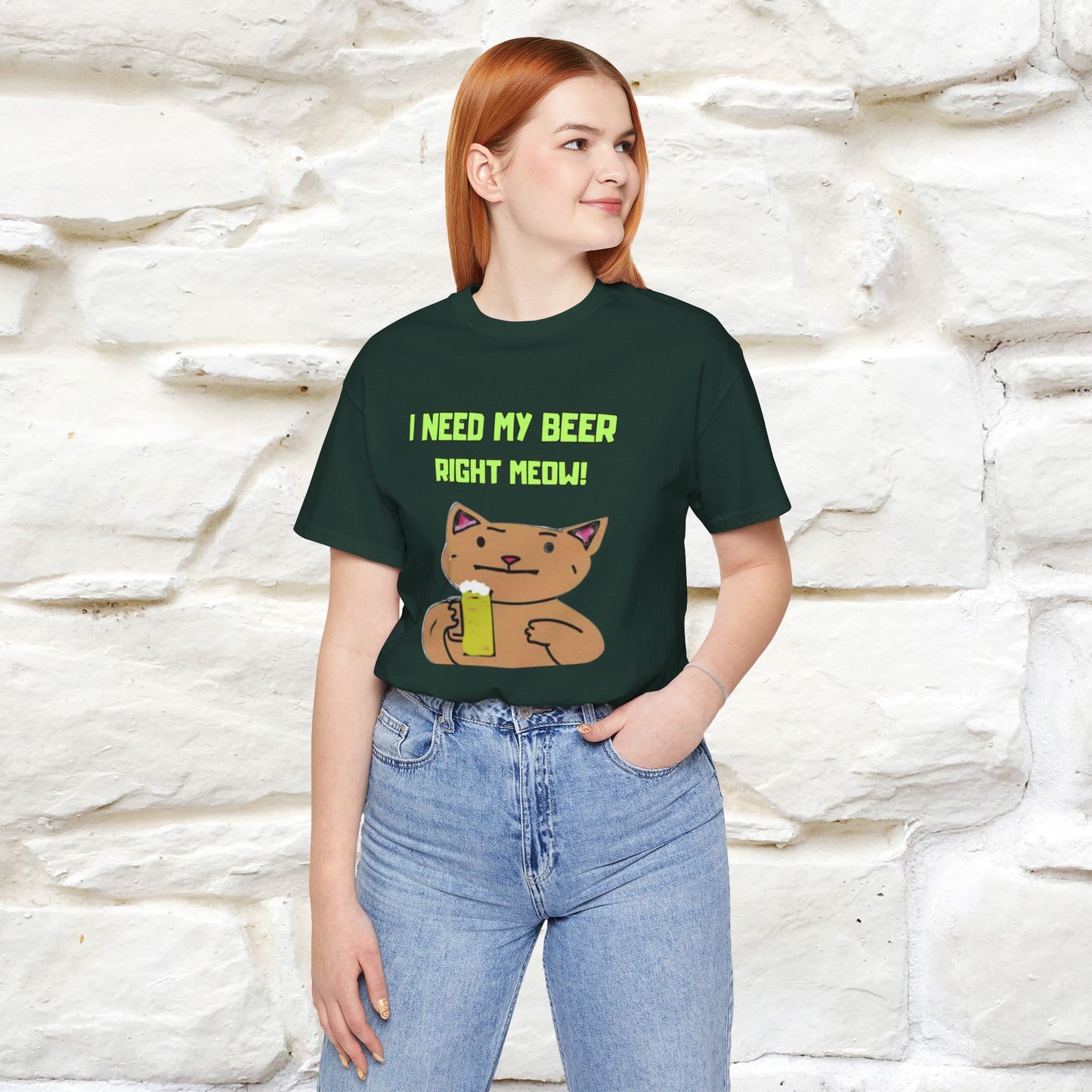 "I Need My Beer Right Meow!" Cat T-shirt |Nunu&Miao Studio