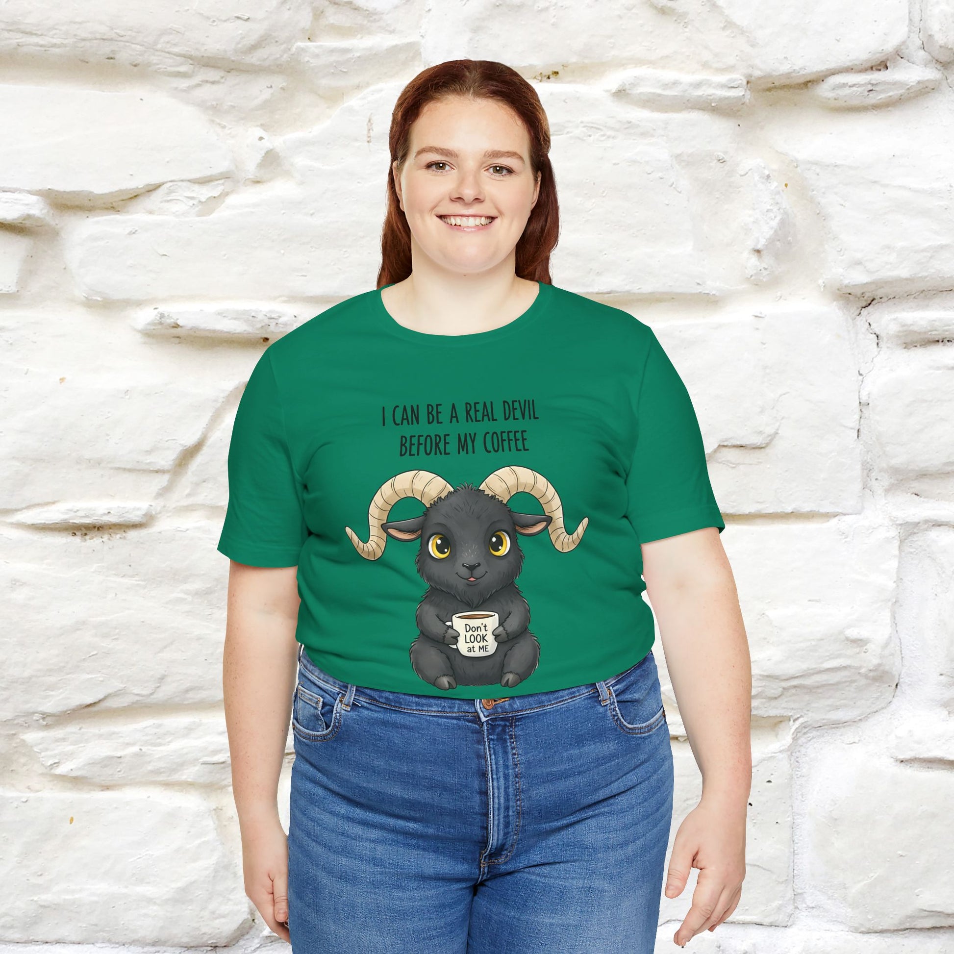 "I Can Be a Real Devil Before My Coffe" Funny T-shirt |Nunu&Miao Studio - Nunu&Miao Studio