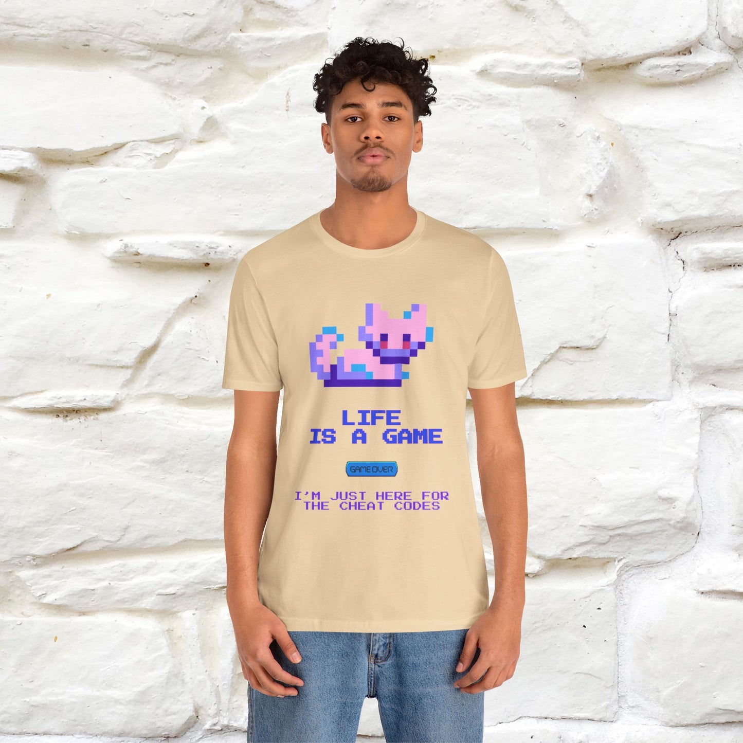 "Life Is A Game, I Am Just Here Fo The Cheat Code" Funny Cat T-Shirt for Men & Women | 100% Cotton* - Nunu&Miao Studio
