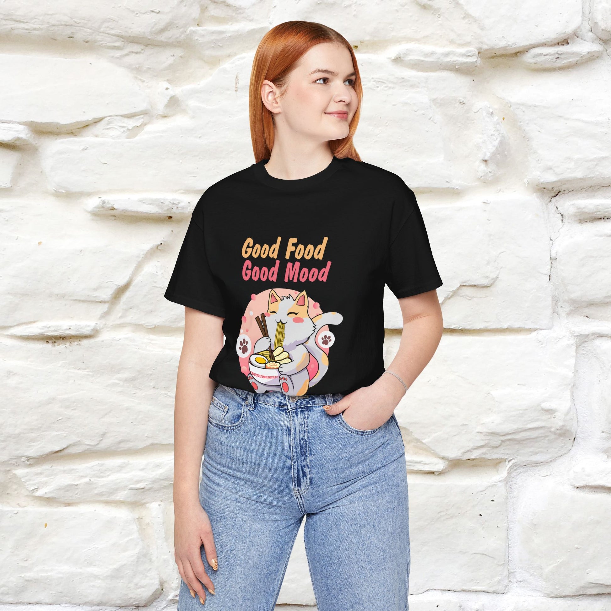 "Good Food Good Mood" Cat T-shirt for Men & Women | 100% Cotton* - Nunu&Miao Studio