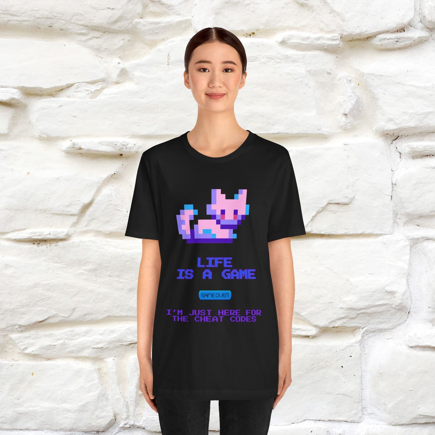 "Life Is A Game, I Am Just Here Fo The Cheat Code" Funny Cat T-Shirt for Men & Women | 100% Cotton* - Nunu&Miao Studio