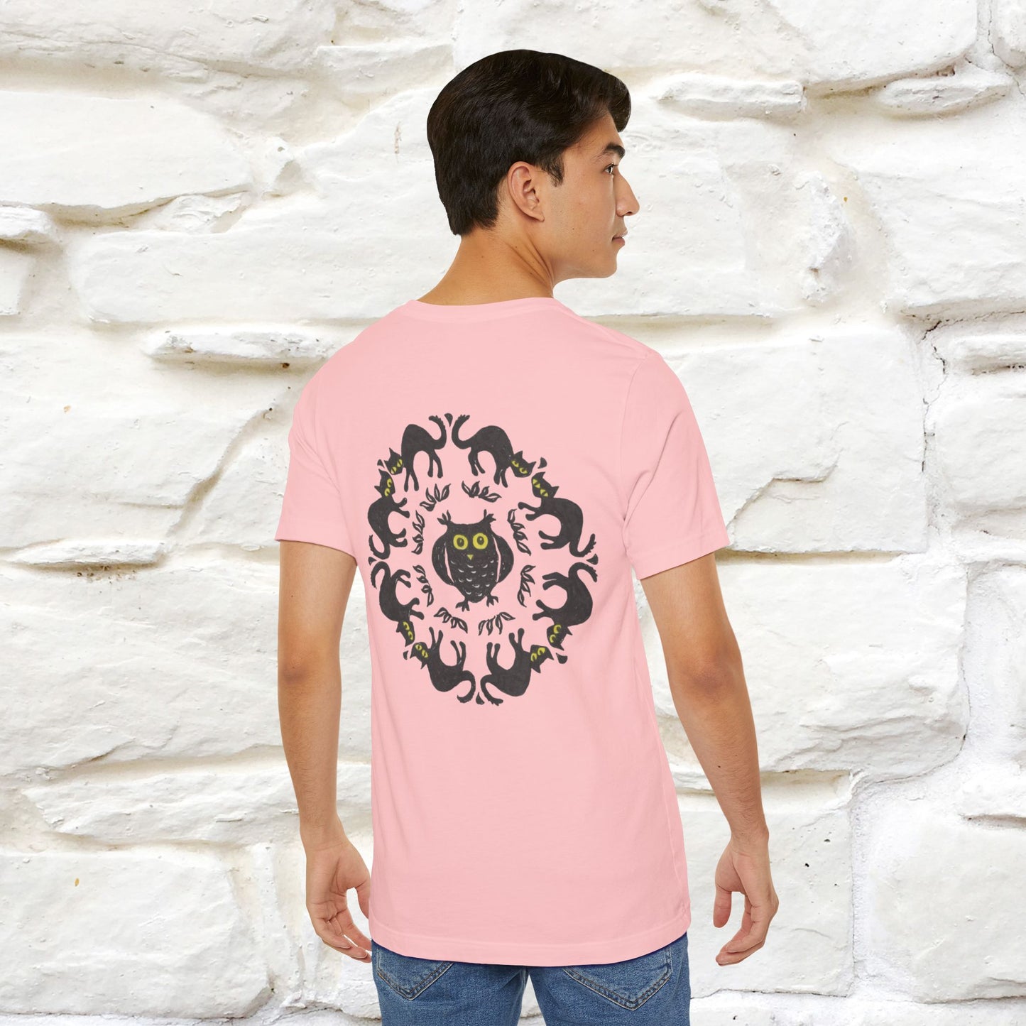 ''Black Cat Circle'' Cat T-Shirt Front and Back Design | Nunu&Miao Studio