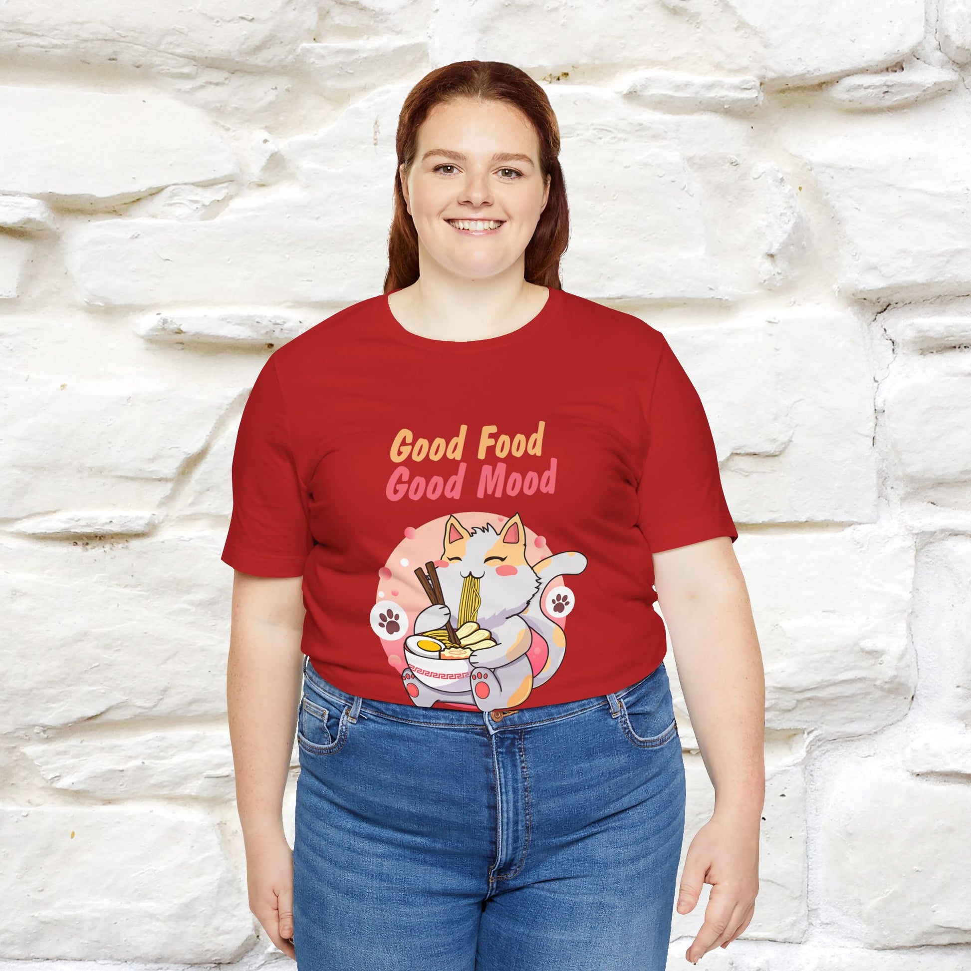 "Good Food Good Mood" Cat T-shirt for Men & Women | 100% Cotton* - Nunu&Miao Studio
