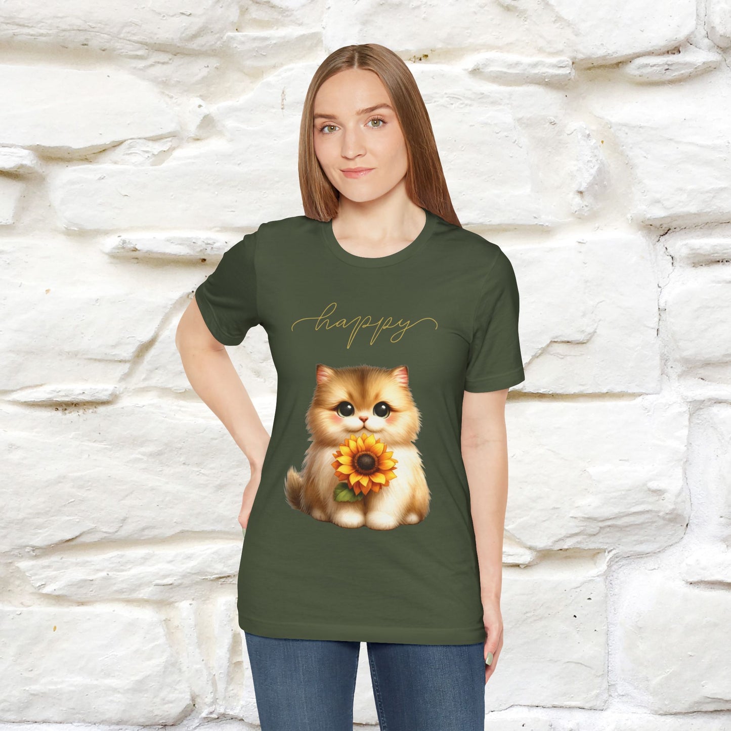 "Happy" Cat T-Shirt for Women | 100% Cotton* 🐾 - Nunu&Miao Studio