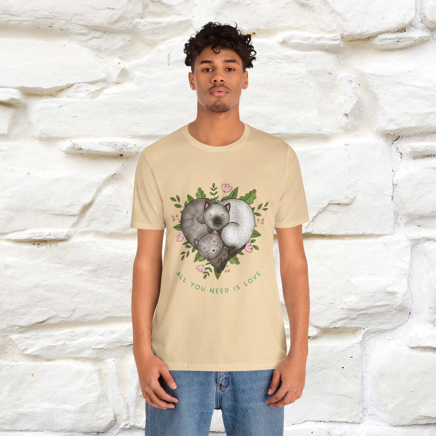 "All You Need Is Love" Cat T-Shirt | 100% Cotton* | Adorable Cat Apparel for Men & Women
