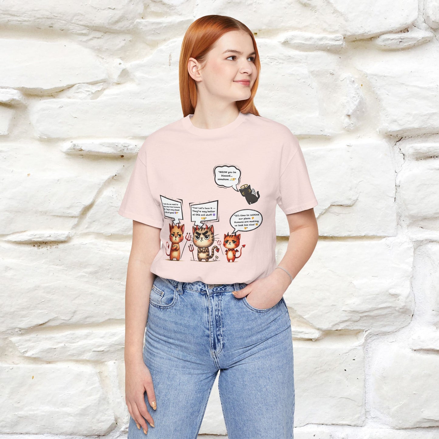"Humans Are Way Ahead In The Evil Game! 😈😼" Cat T-shirt |Nunu&Miao Studio