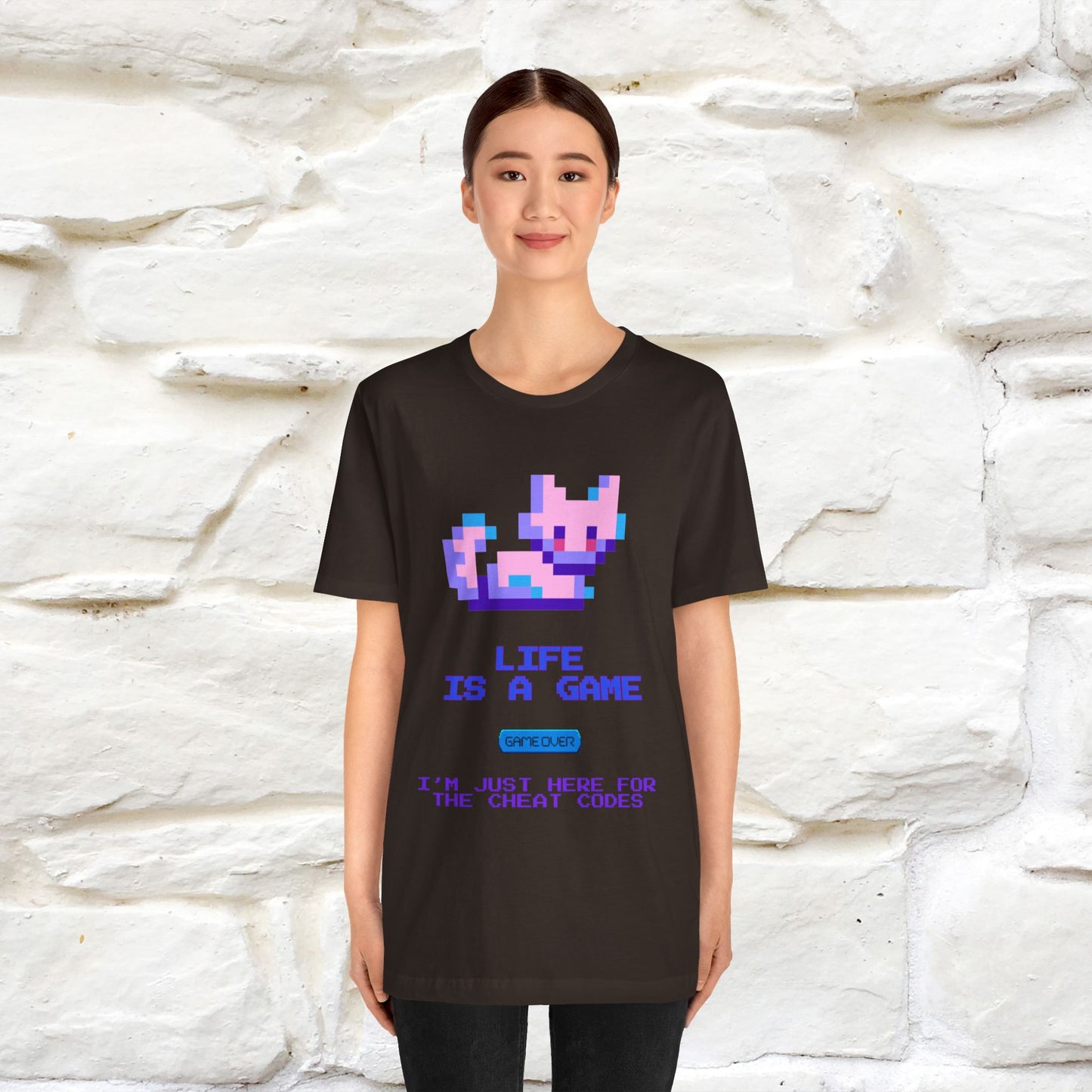 "Life Is A Game, I Am Just Here Fo The Cheat Code" Funny Cat T-Shirt for Men & Women | 100% Cotton* - Nunu&Miao Studio