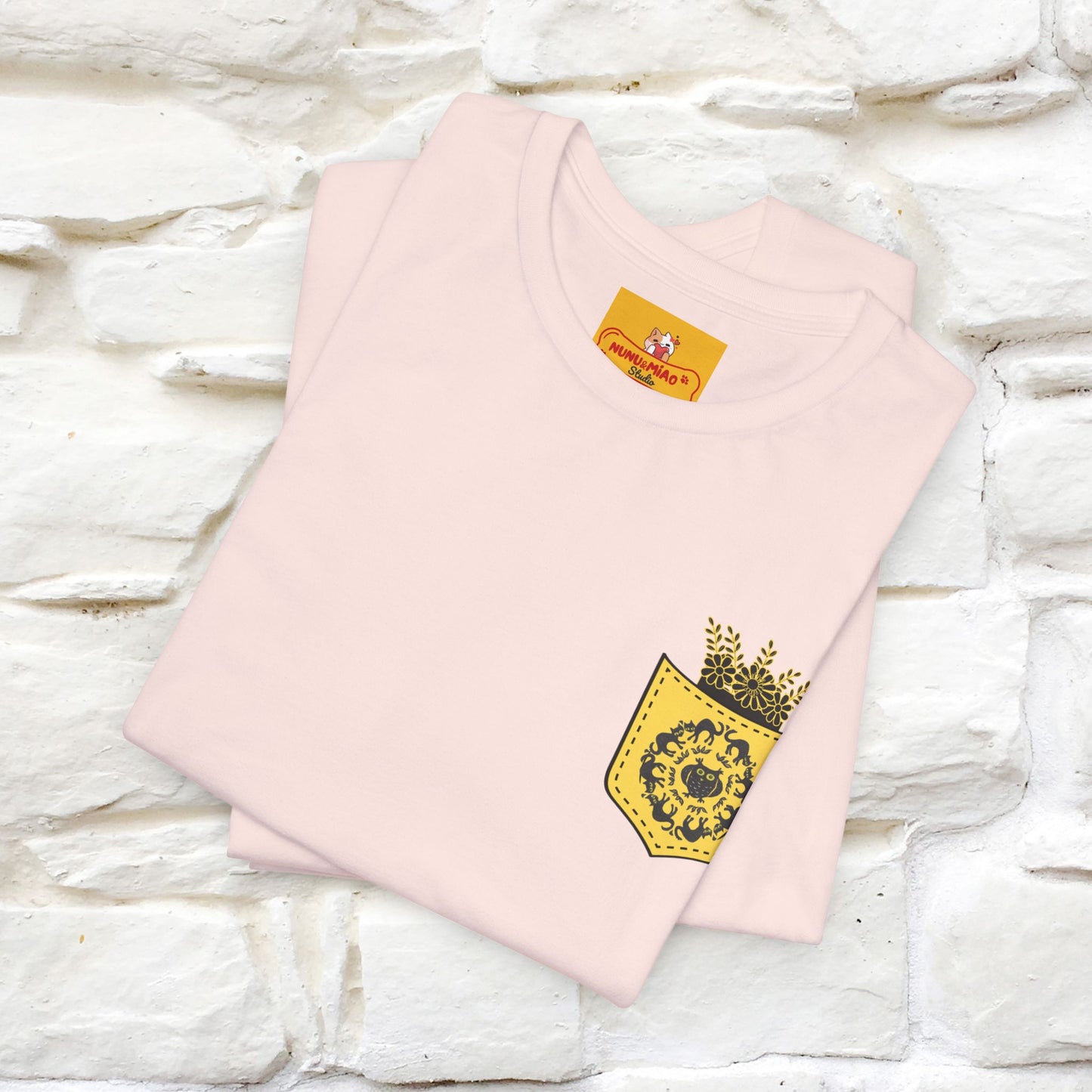 ''Black Cat Circle'' Cat T-Shirt Front and Back Design | Nunu&Miao Studio
