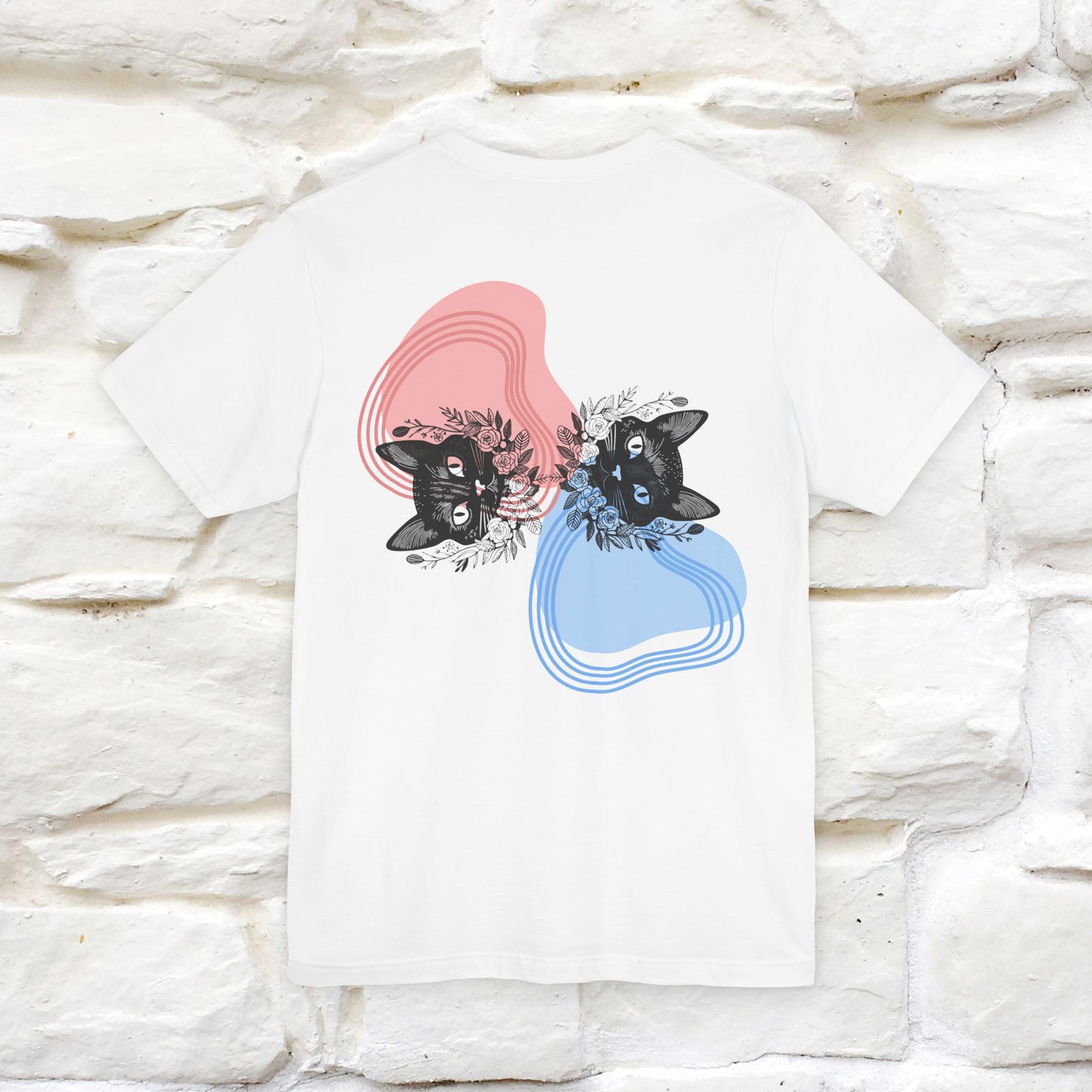 ''Pink and Blu'' Cat T-Shirt Front and Back Design | Nunu&Miao Studio
